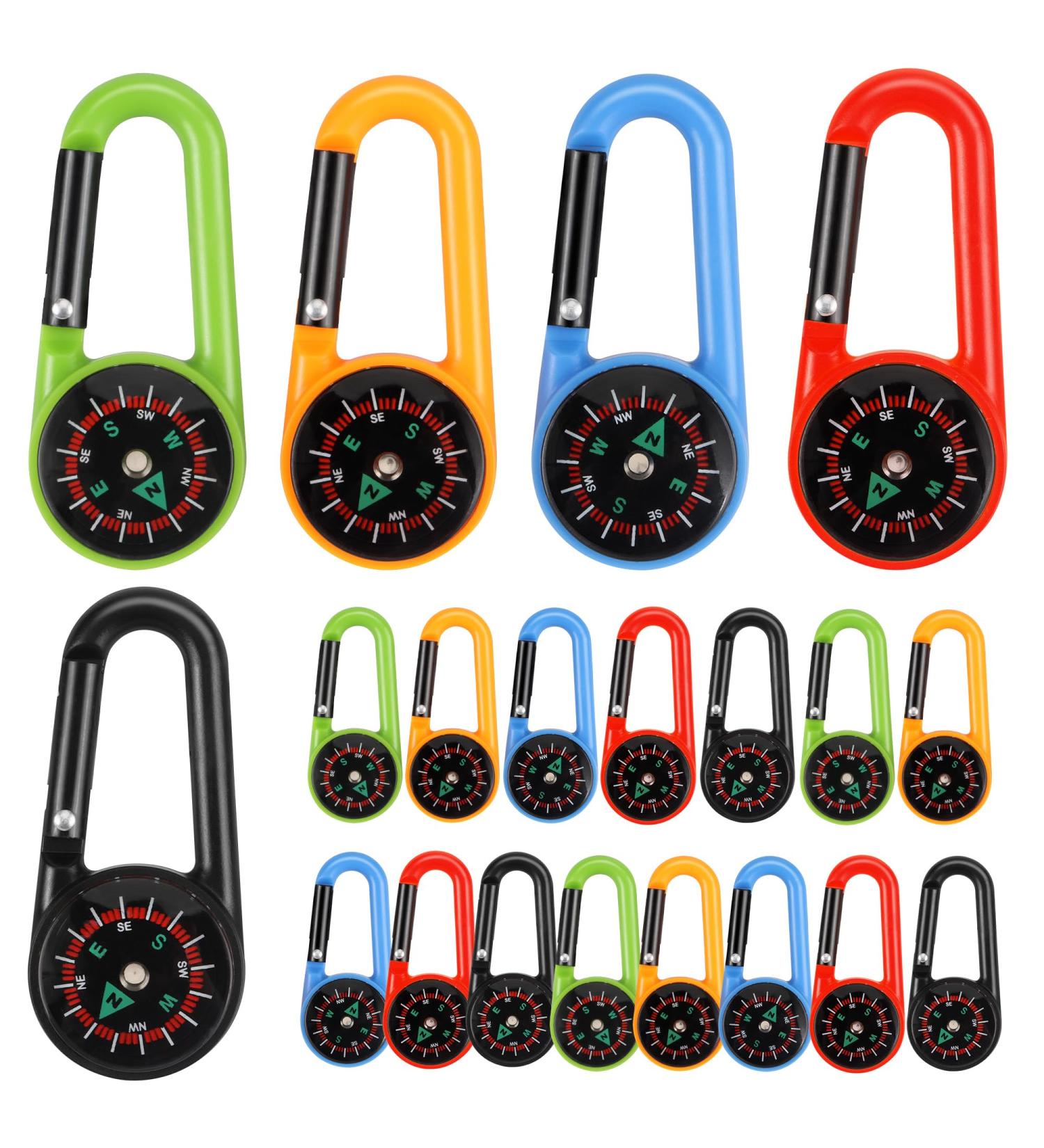 20 Pieces Colored Mini Carabiner Compass Keychain Set - Outdoor Hiking Camping Party Essentials - Buy Online on GoSupps.com