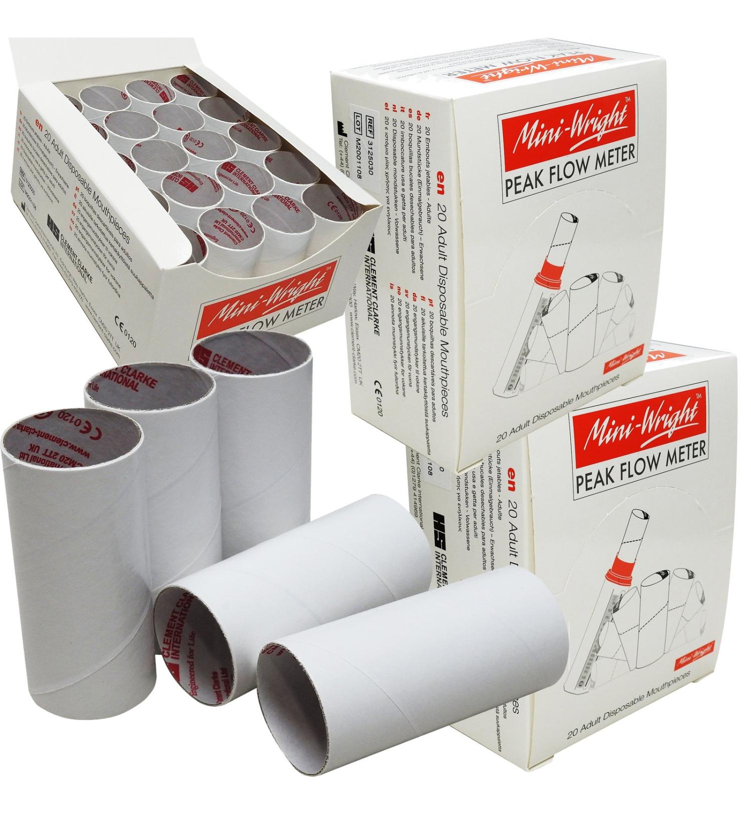 Buy Mini Wright Peak Flow Meter with 2-Way Mouthpieces - 3 Full Boxes (60 pcs) - Disposable & International Shipping Available - Buy Online on GoSupps.com