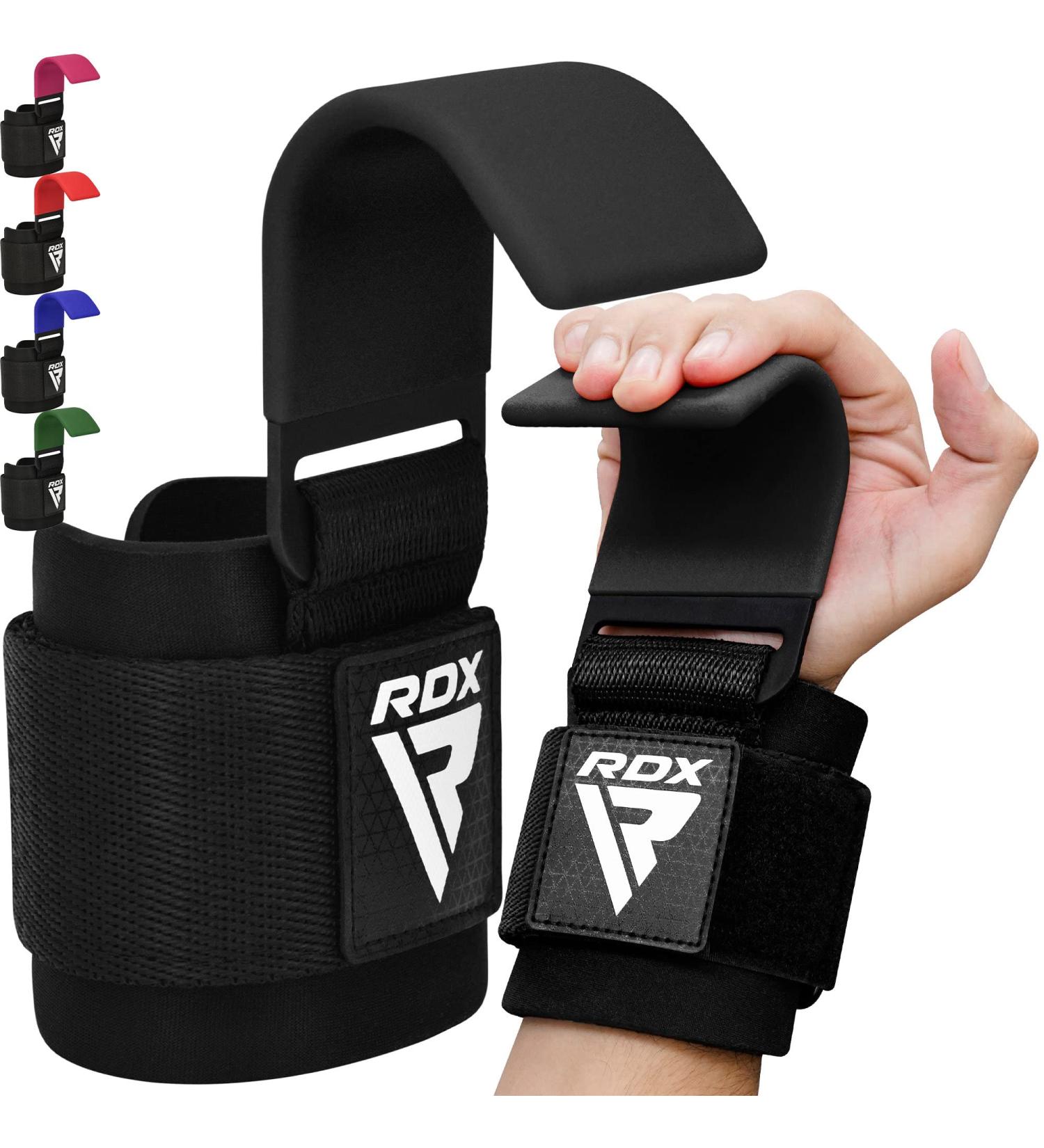 RDX Weight Lifting Hooks Straps Pair - Non-Slip Rubber Coated Grip - Neoprene Padded Wrist Wrap Support for Powerlifting, Deadlift, Pull Up - Men Women Black - Buy Online on GoSupps.com