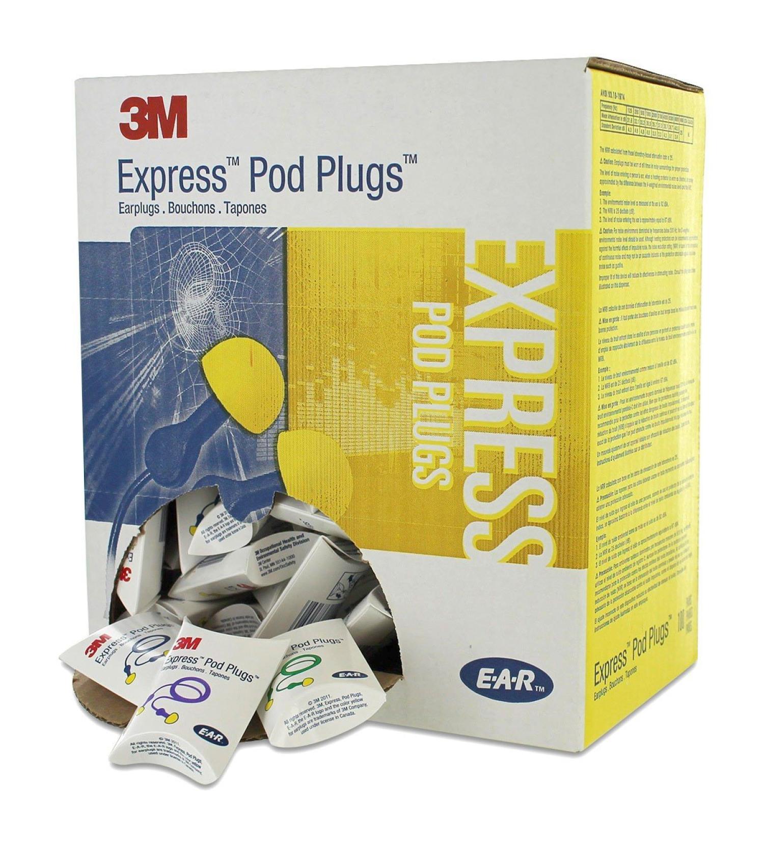 3M EAR Express EX-01-001 Semi-inserted earplugs with cord 28 dB (100 pairs/box) - Unit: 100