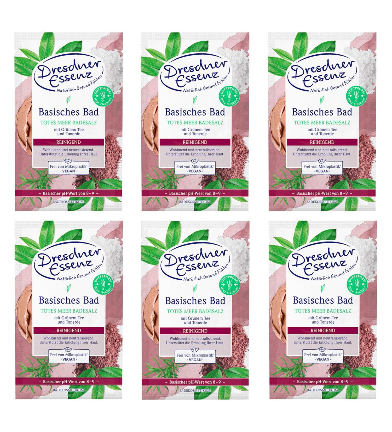 Pack of 6 Dresdner Essence Bath Salts Alkaline Bath 6 x 60 g