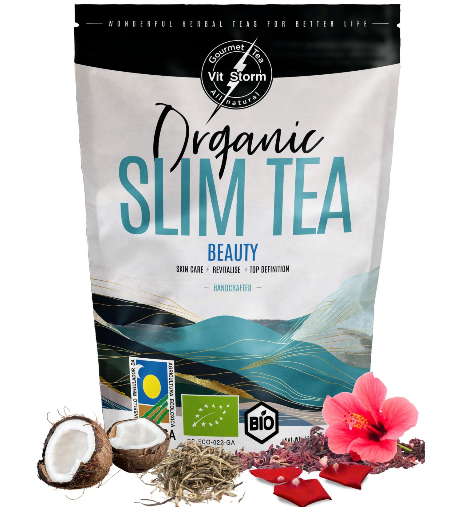  VITSTORM VITSTORM Slimming Herbal Tea - Organic Beauty Slim Tea - Powerful Fat Burner for Weight Loss - Antioxidant & Detox - Loose Leaf Infusion 100g - Buy Online on GoSupps.com
