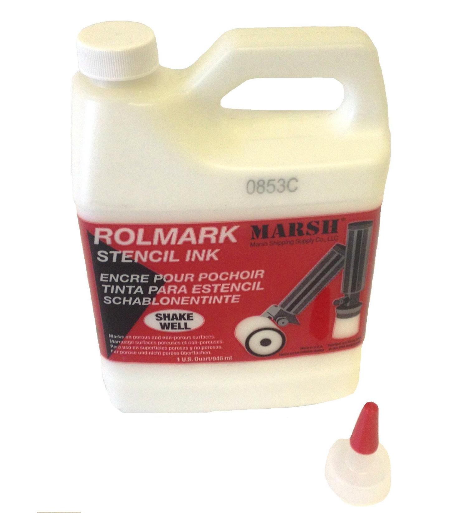 Marsh 20923 Rolmark Stencil Ink, 1 qt Can, White