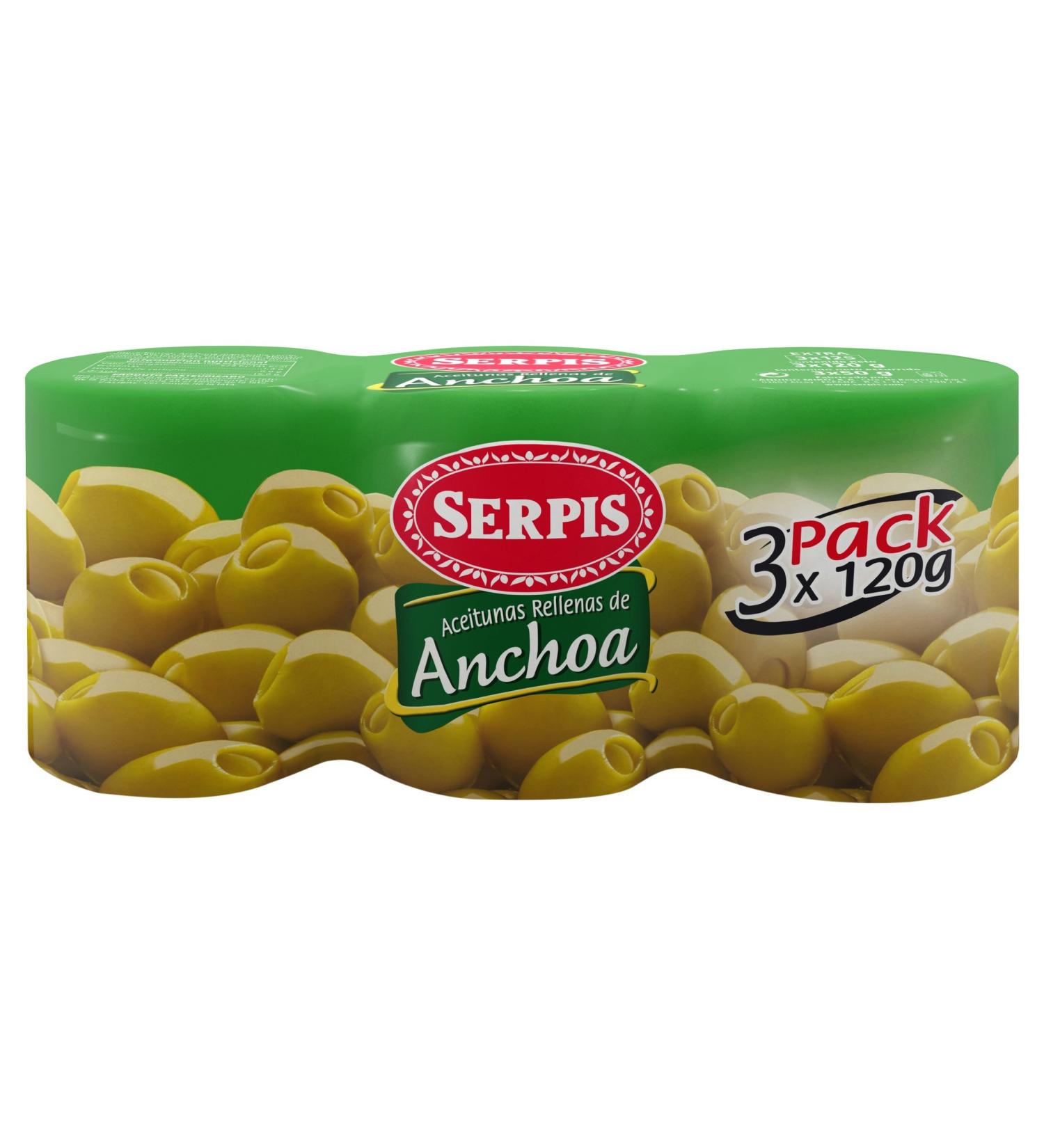 Serpis Oliven gef llt mit Anchovis 3 x 120 g