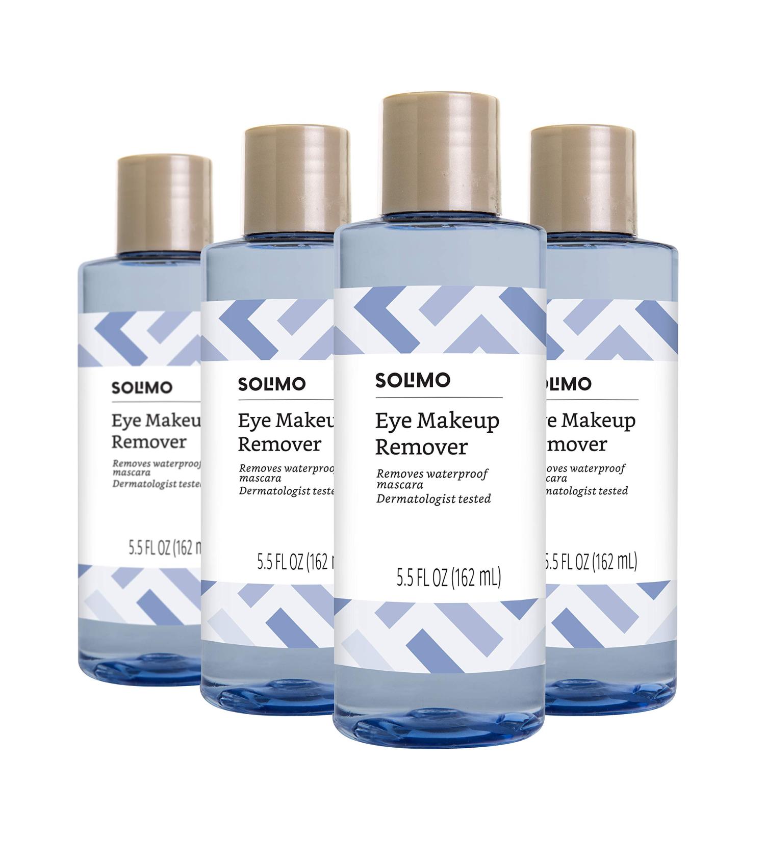 Solimo Eye Makeup Remover - Dermatologist Tested, 5.5 fl oz (Pack of 4) - Removes Waterproof Mascara | Amazon Brand - Buy Online on GoSupps.com