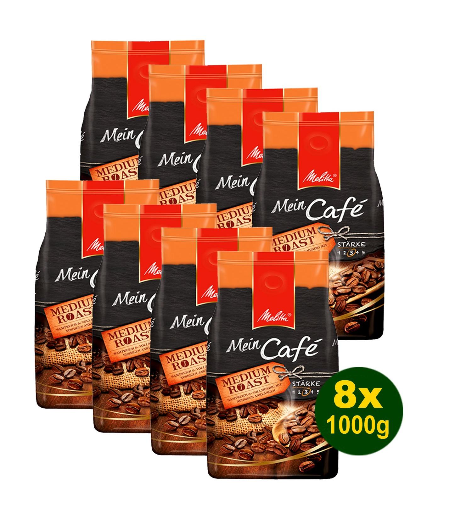  Melitta Melitta Mon Caf Medium Roast Coffee Beans 8 x 1000g (8000g) - Coffee with Lightly Hazelnut Note - Buy Online on GoSupps.com