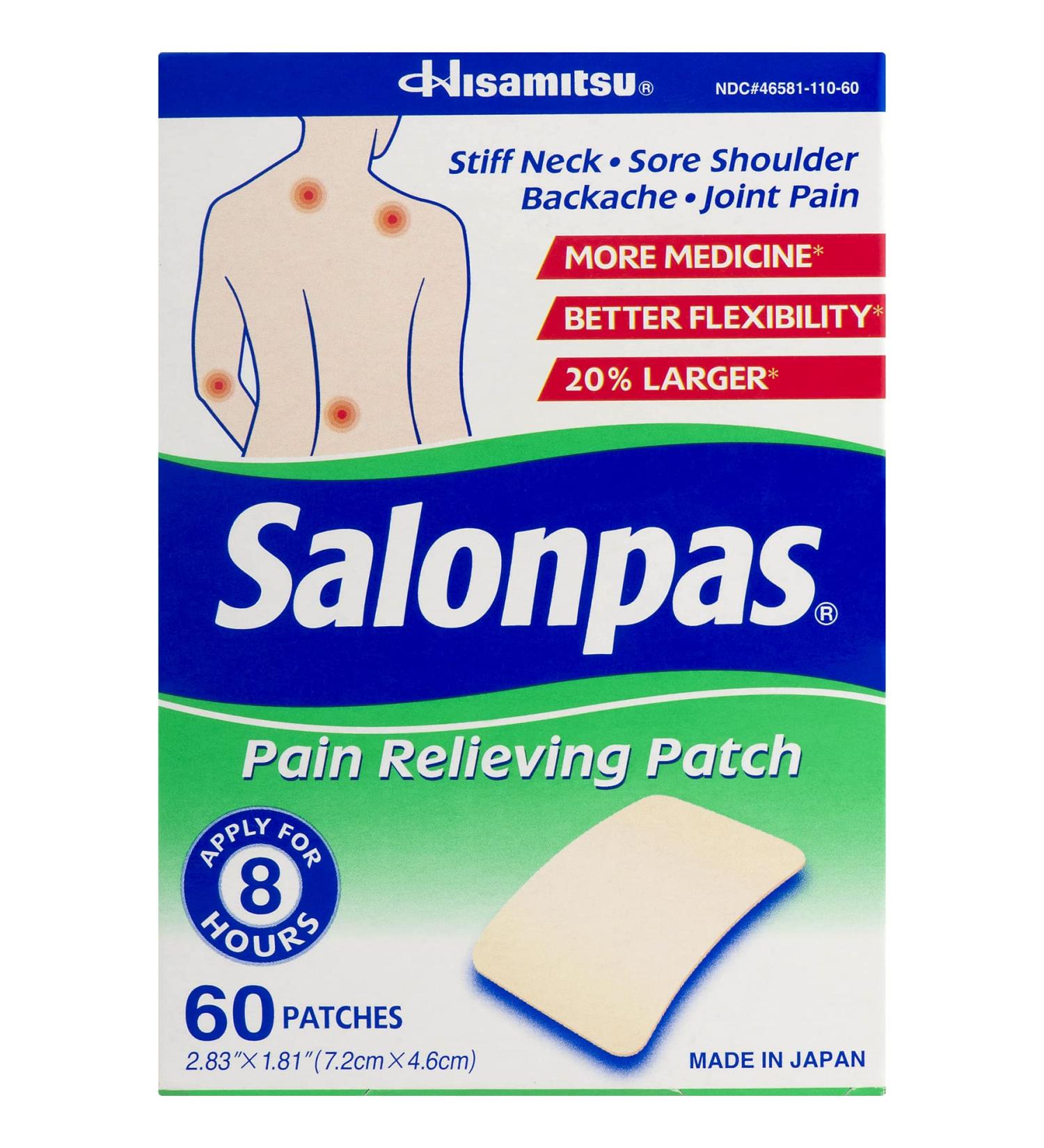 SALONPAS Pain Relief Patch - Size 60 | Fast-acting Transdermal Pain Relief - Buy Online on GoSupps.com