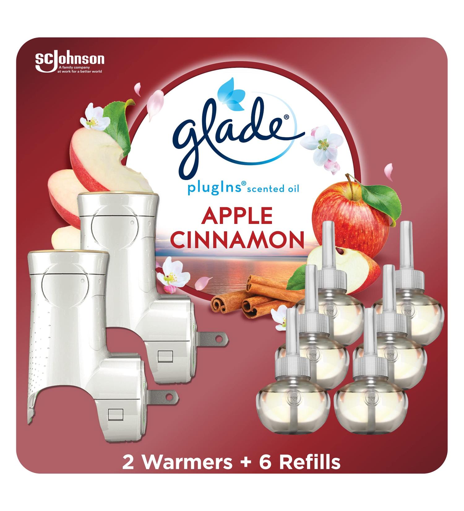 Glade PlugIns Apple Cinnamon Starter Kit - 2 Warmers + 6 Refills | Scented Essential Oils for Home & Bathroom | 4.02 Fl Oz - Buy Online on GoSupps.com