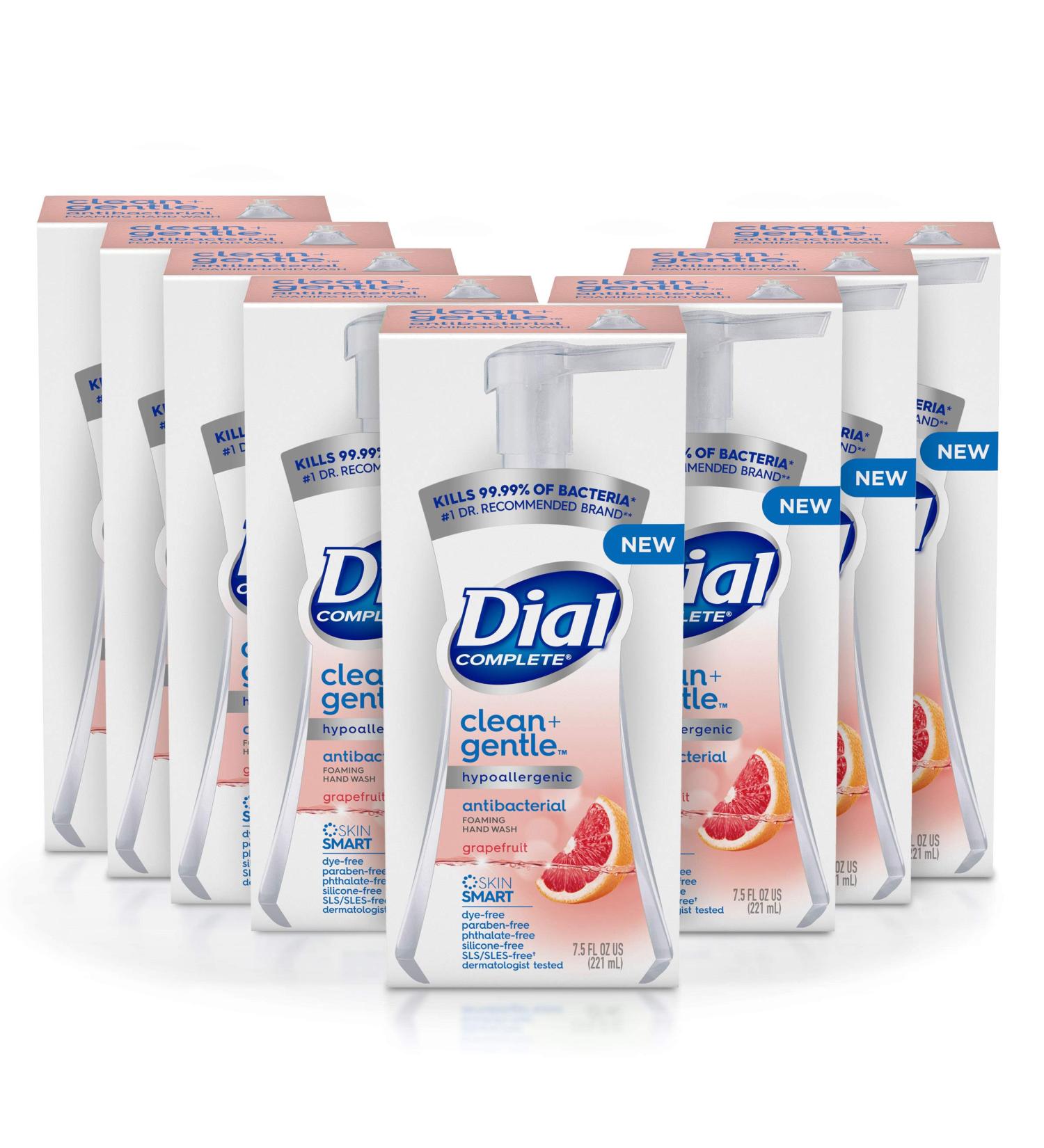 Dial Complete Clean + Gentle Antibacterial Foaming Hand Wash 7.5 fl oz Pack - White Grapefruit - 8 Count - Buy Online on GoSupps.com