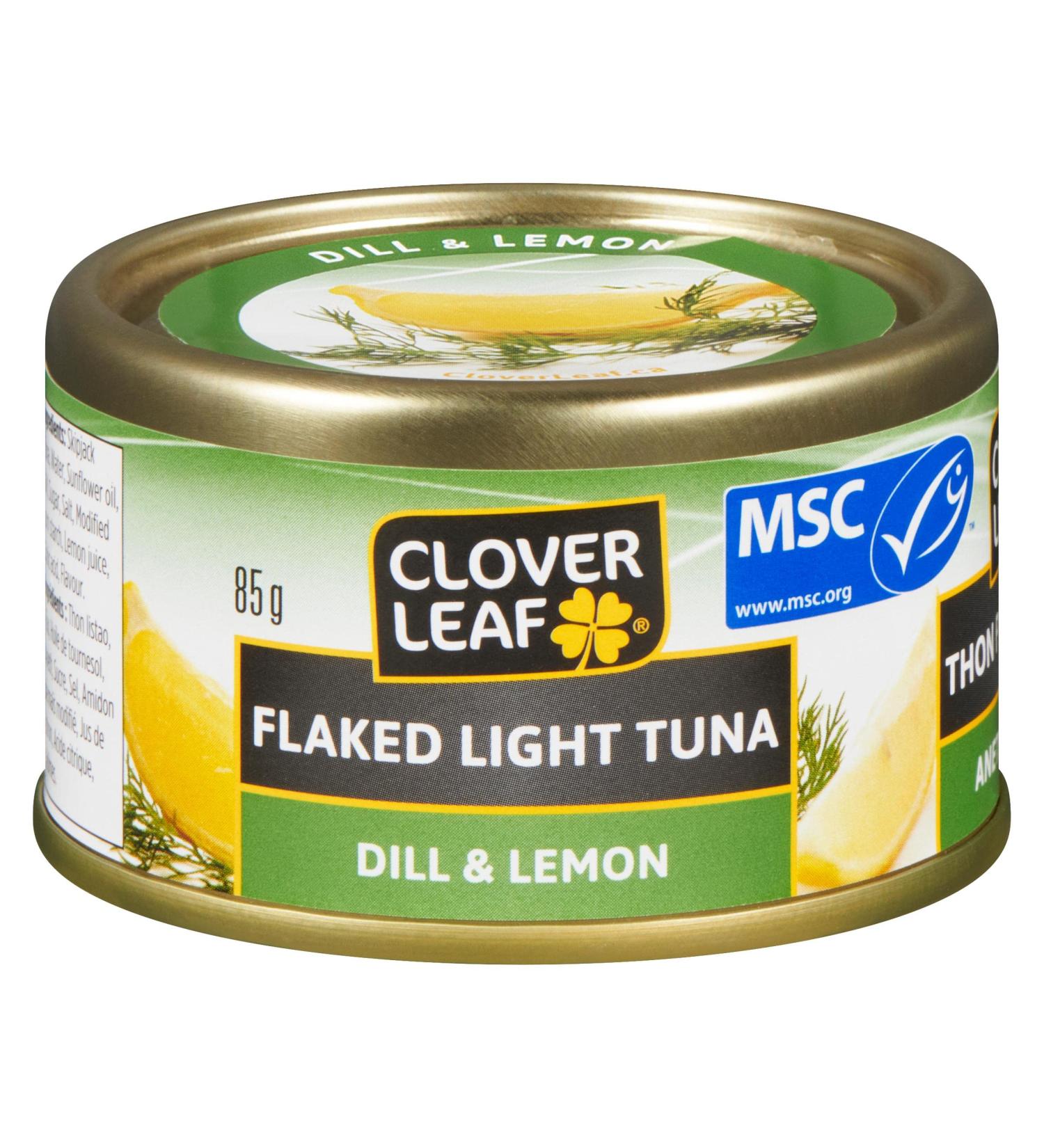 Clover Leaf Flaked Light Tuna Dill & Lemon - 85g 24 Count - Canned Tuna - Flavoured Tuna - Skipjack Tuna - High in Protein - 17g of Protein Per 85g Serving - Source of Iron - Canned Light Tuna Dill Lemon 85 g (Pack of 24) - Buy Online on GoSupps.com