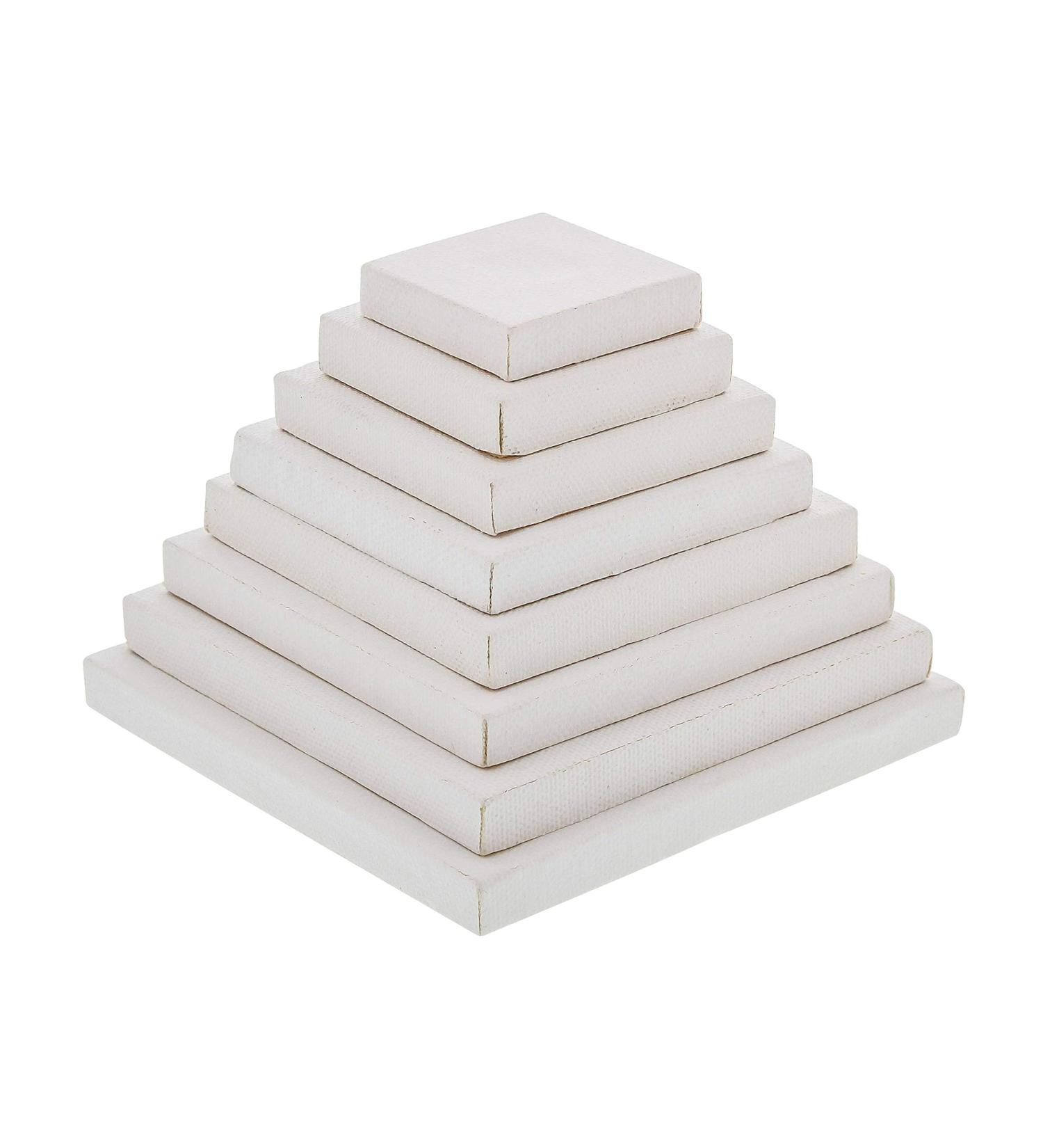 U.S. Art Supply Mini Stretched Canvas Set - Square Assortment (8 Canvases in Various Sizes) 10-Ounce Primed for Painting - Buy Online on GoSupps.com