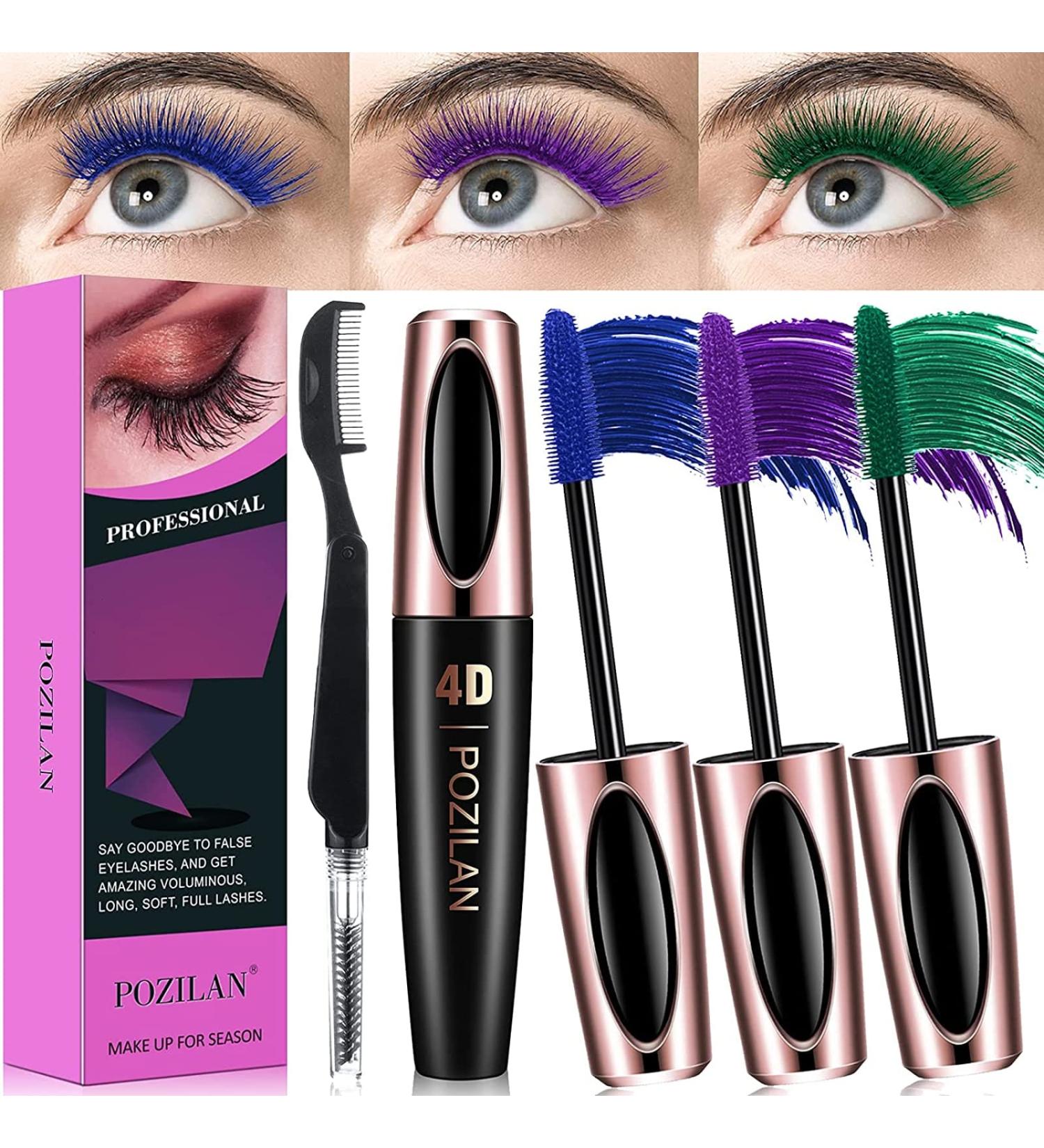 3 Pack Waterproof Colored Mascara Set - Purple Blue Green - Long-Lasting Natural Eye Makeup with Folding Comb Brush - Buy Online on GoSupps.com