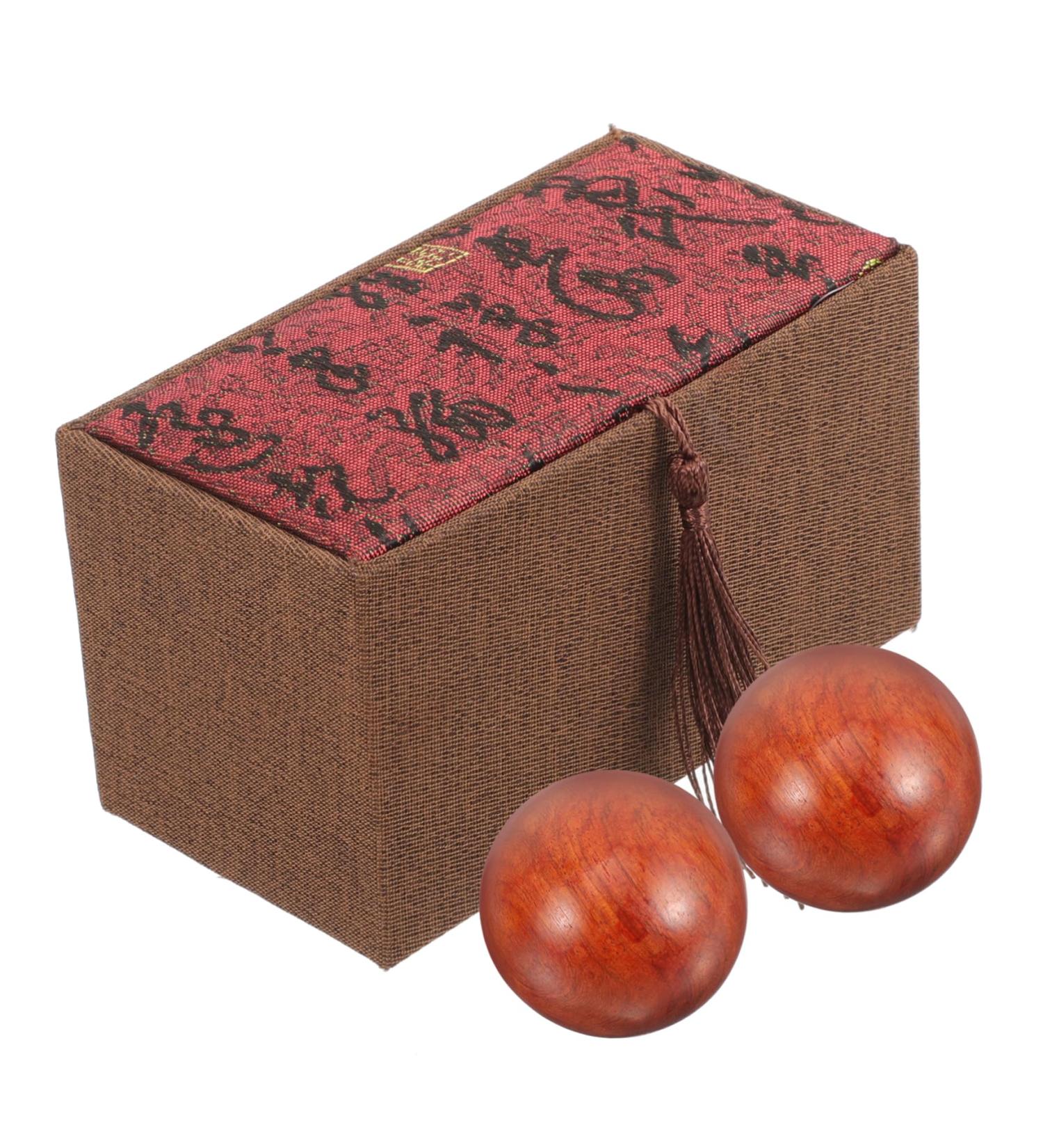 Gleavi Gymnastics Handballs & Massage Balls Set - Wooden Fitness Stress Relief Baoding Balls in Rosewood Gift Box - Buy Online on GoSupps.com