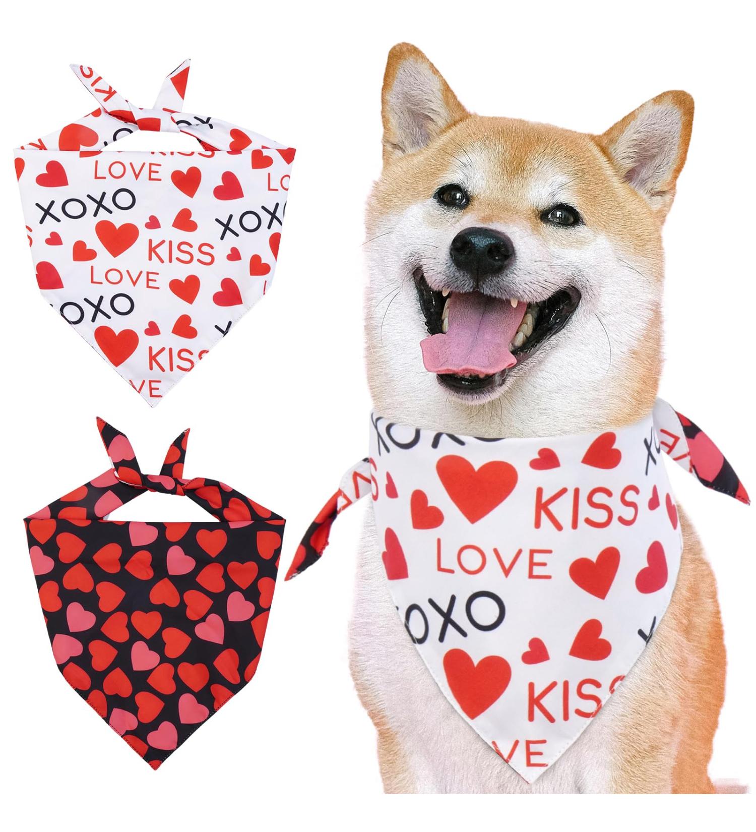 Maustlie Double-Sided Dog Bandana - Valentine's Day & Wedding Party Attire | L Red Smoking Bandana for Dogs - Buy Online on GoSupps.com