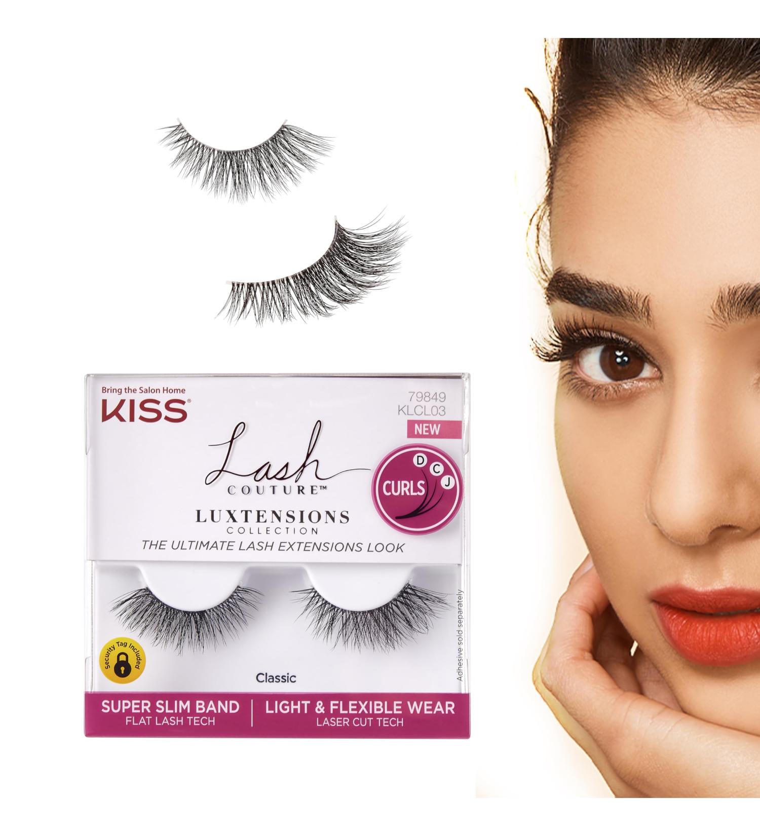 KISS Lash Couture Luxtension False Eyelashes 'Strip 03 Classic' 14 mm Includes 1 Pair Contact Lens Friendly Easy to Apply Reusable Strip Lashes - Buy Online on GoSupps.com