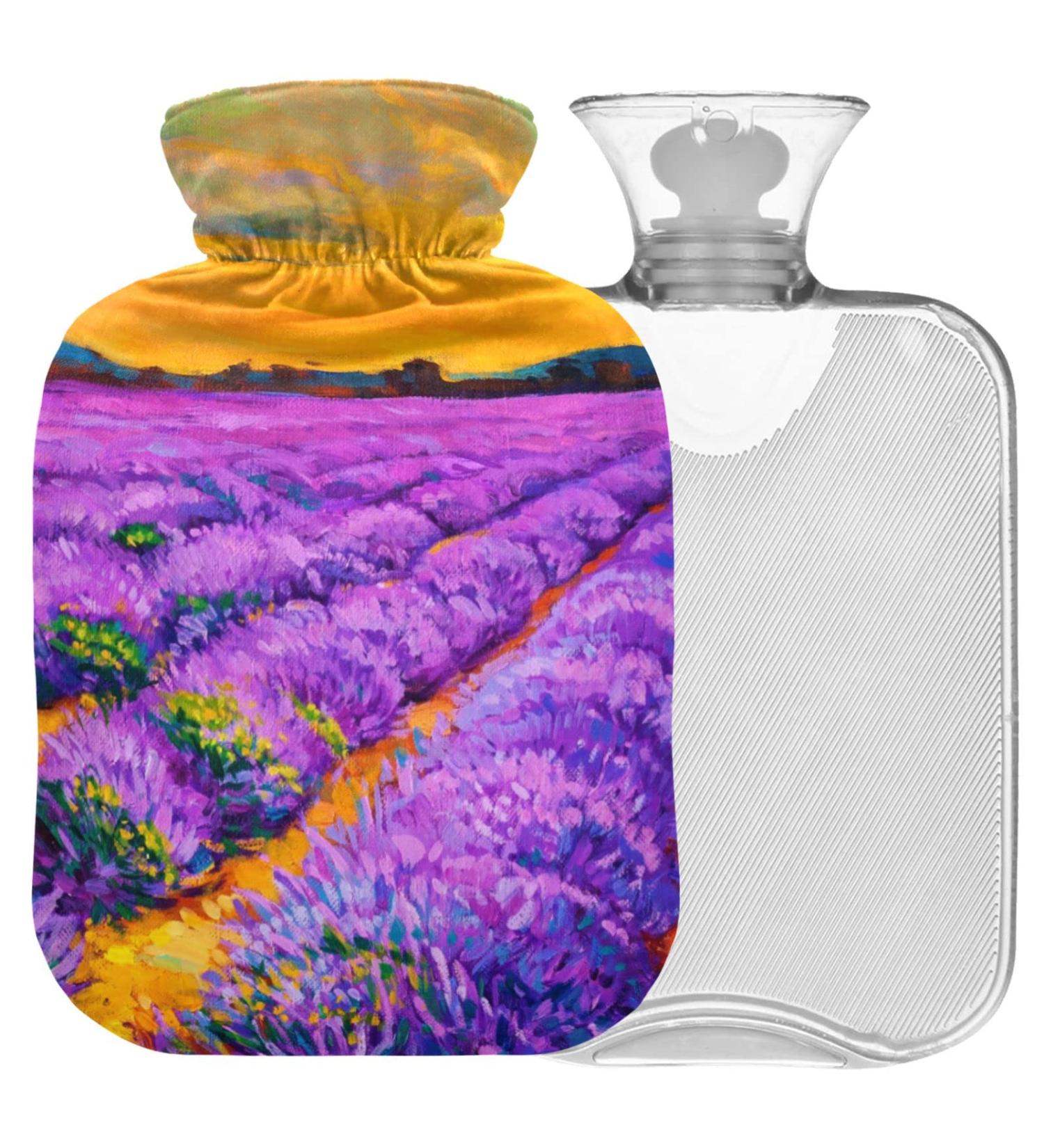 Naanle Lavender Fields Hot Water Bottle with Cover | 1L Heat Bottle for Back Pain Relief & Cold Therapy - Hand & Foot Warmer - Buy Online on GoSupps.com