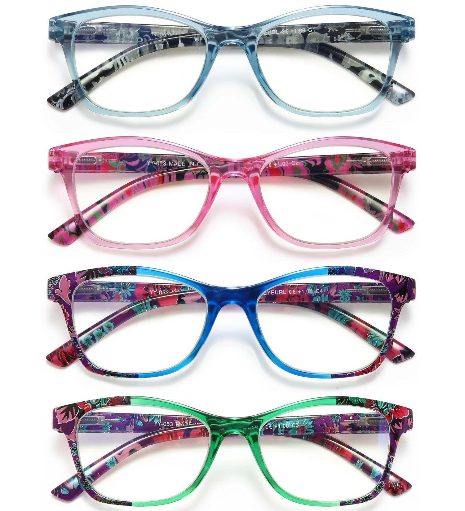4 Pack Blue Light Blocking Reading Glasses for Men & Women - Fashionable Computer Eyewear with Spring Hinge 1.75 Magnification - Buy Online on GoSupps.com