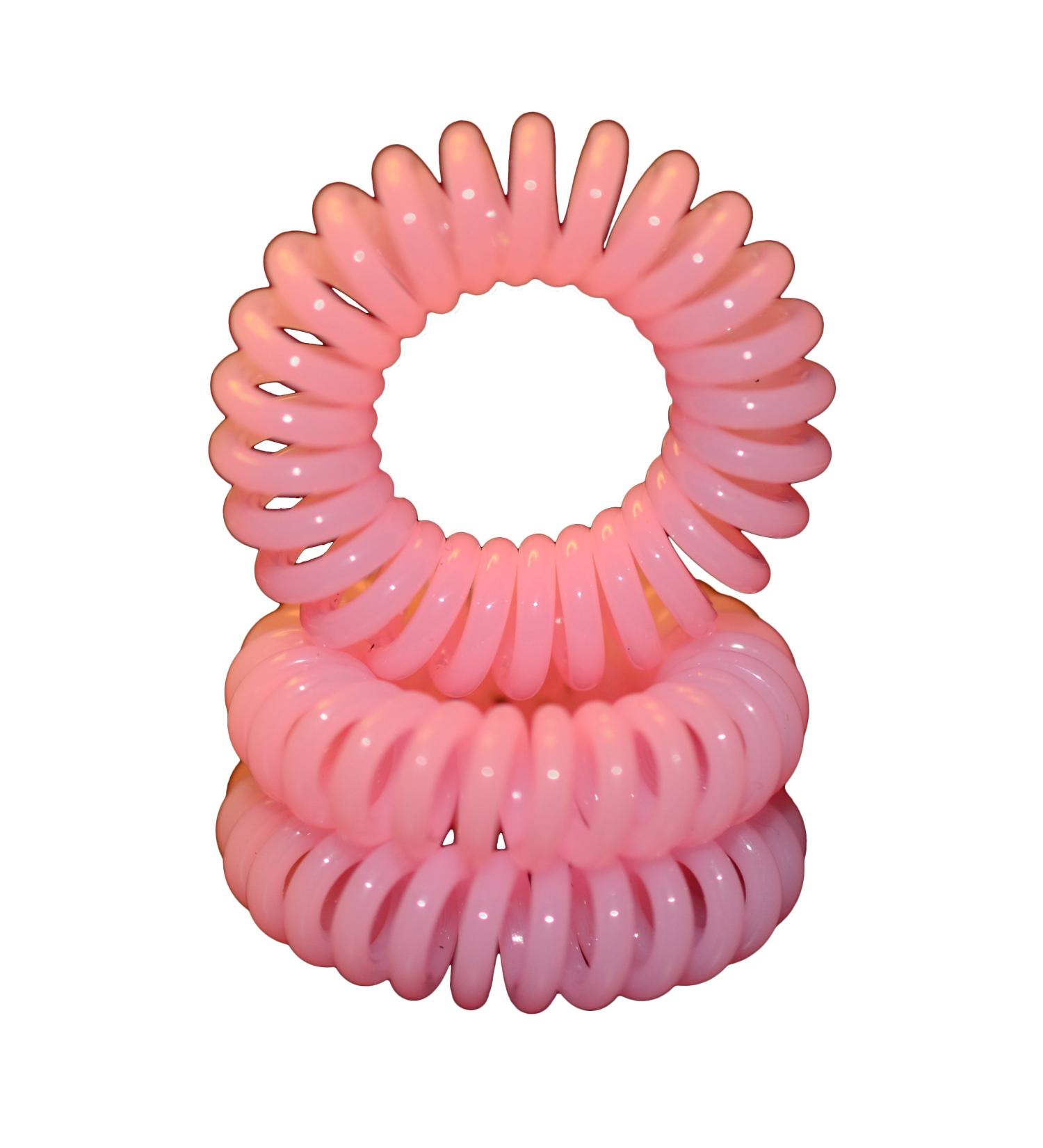 Miya 3 Set High-Quality Light Pink Hair Ties | Elastic Telephone Cable Hair Accessories & Bracelets - Buy Online on GoSupps.com