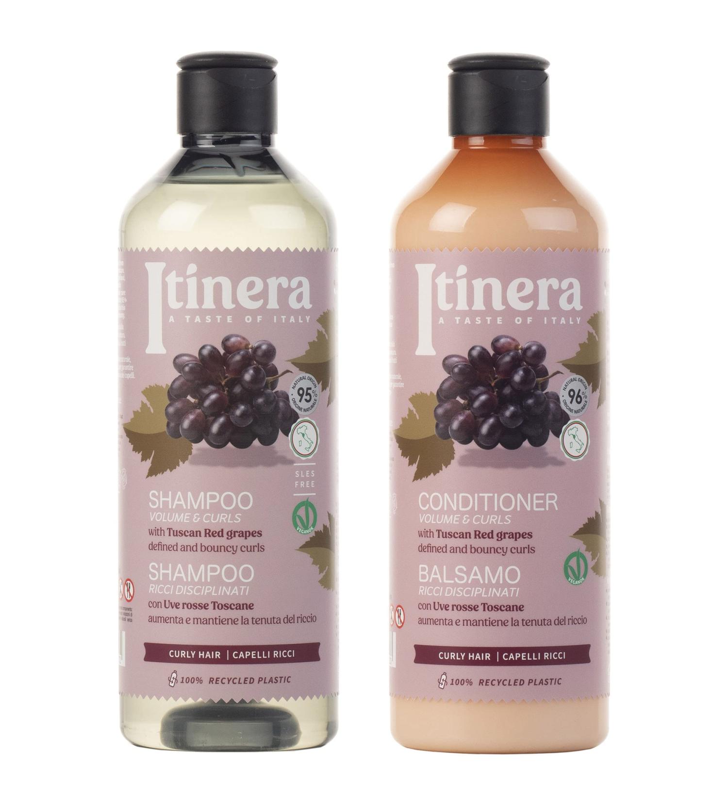  sarcia.eu ITINERA Cosmetic Set: Conditioner + Shampoo for Curly Hair with Tuscan Red Grapes 2x370ml One Size - Buy Online on GoSupps.com