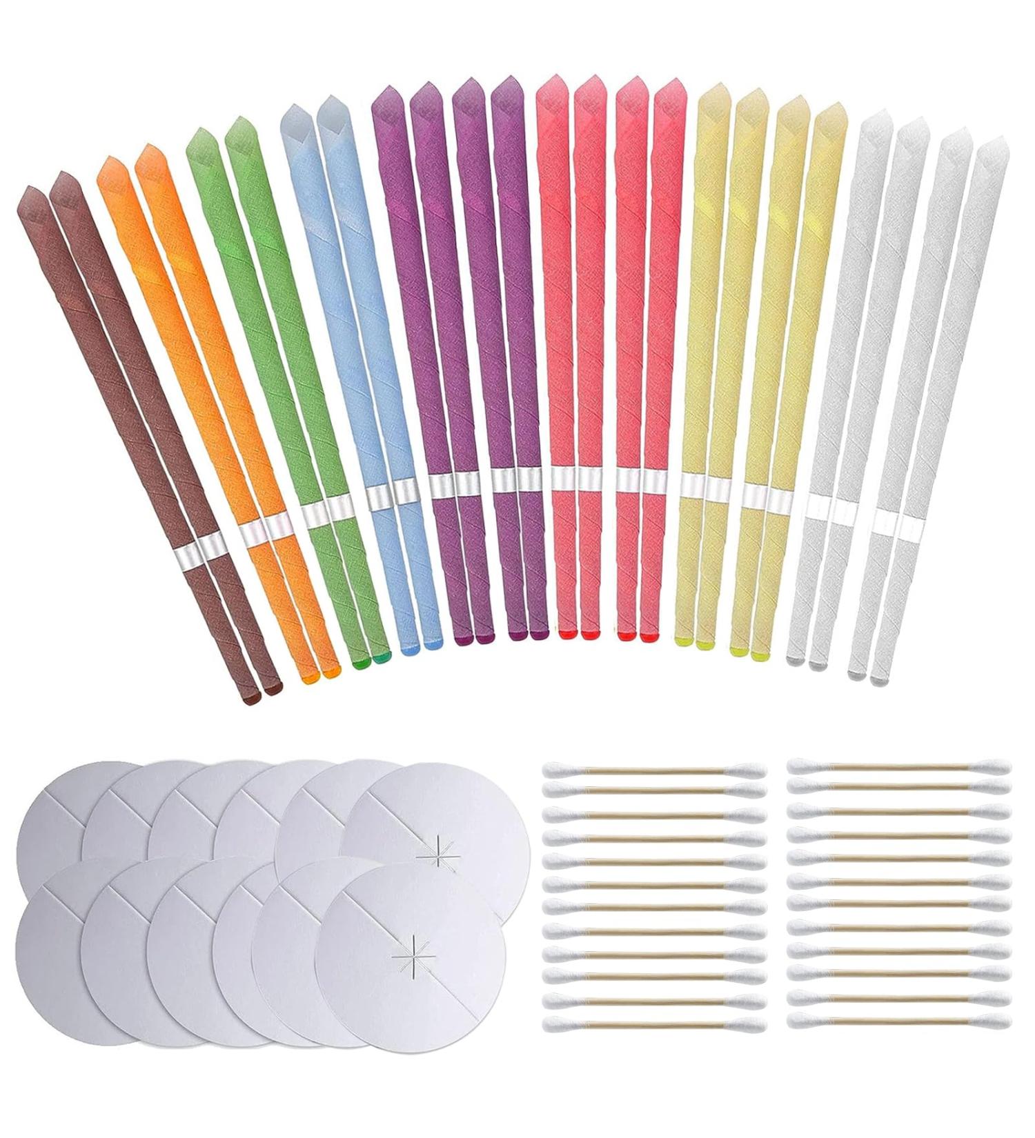 XUSSMM 24 Pcs Ear Candles All Natural Ear Candles Beeswax Candling Cones Non-Toxic Cylinders Fragrance Hollow Cone Candles with 12 Protective Disks and Cotton Swab - Buy Online on GoSupps.com