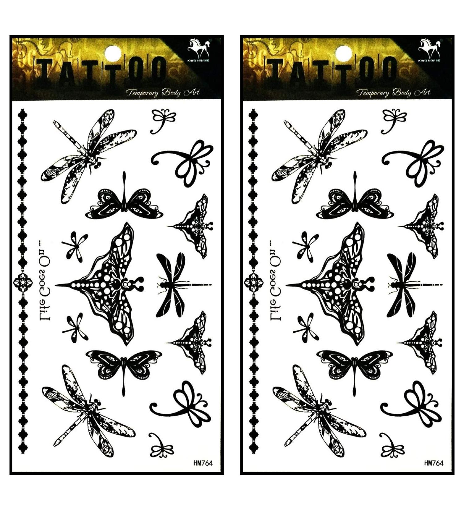 Tattoos 2 Sheets Butterfly Dragonfly Vine Chain Necklace Art Fantasy 3D Tattoo Waterproof Stickers Removable Temporary Body Arm Fake Art Sticker Party 18. - Buy Online on GoSupps.com