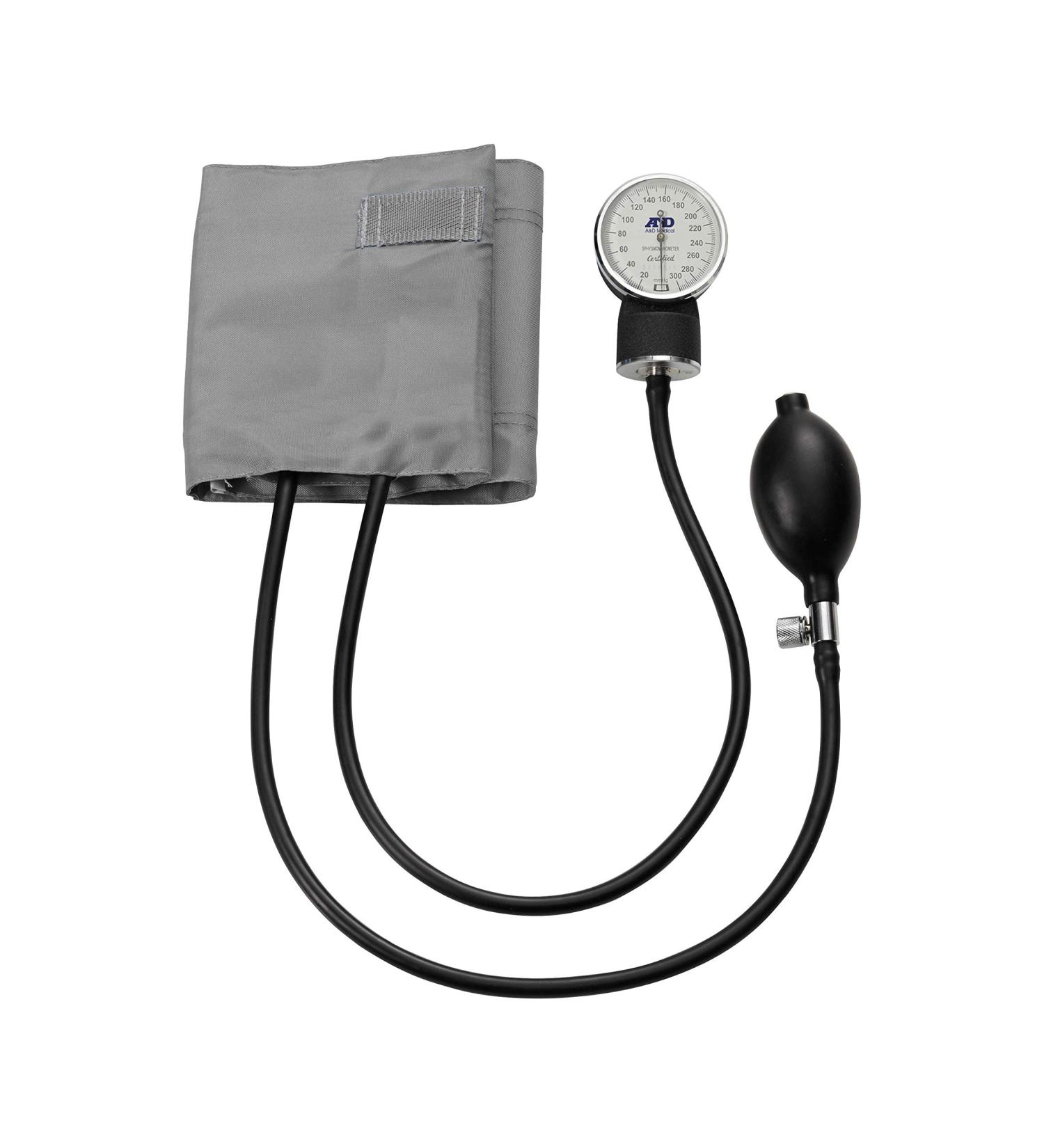 A&D Medical Professional Aneroid Sphygmomanometer UA-201 with Adult Cuff (25-36cm / 10-14" Range), Blood Pressure Machine with Latex Bulb, Air Release Valve, Calibration Key & Storage Case 1 Count (Pack of 1)