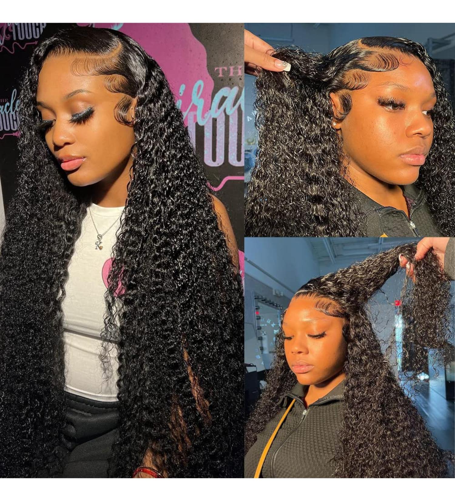 Blomas Deep Wave 28 Inch Human Hair Lace Front Wig for Black Women - 180% Density, Pre-Plucked with Baby Hair, Transparent Lace Frontal - Curly Hair Wig - Buy Online on GoSupps.com