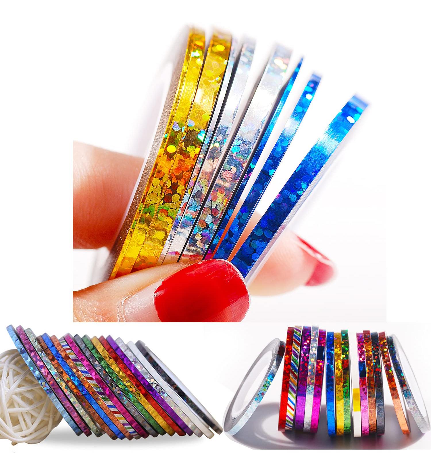 36 Rolls Nail Art Striping Tape Lines - Gold, Silver, Laser Nail Stickers for Decoration - Buy Online on GoSupps.com