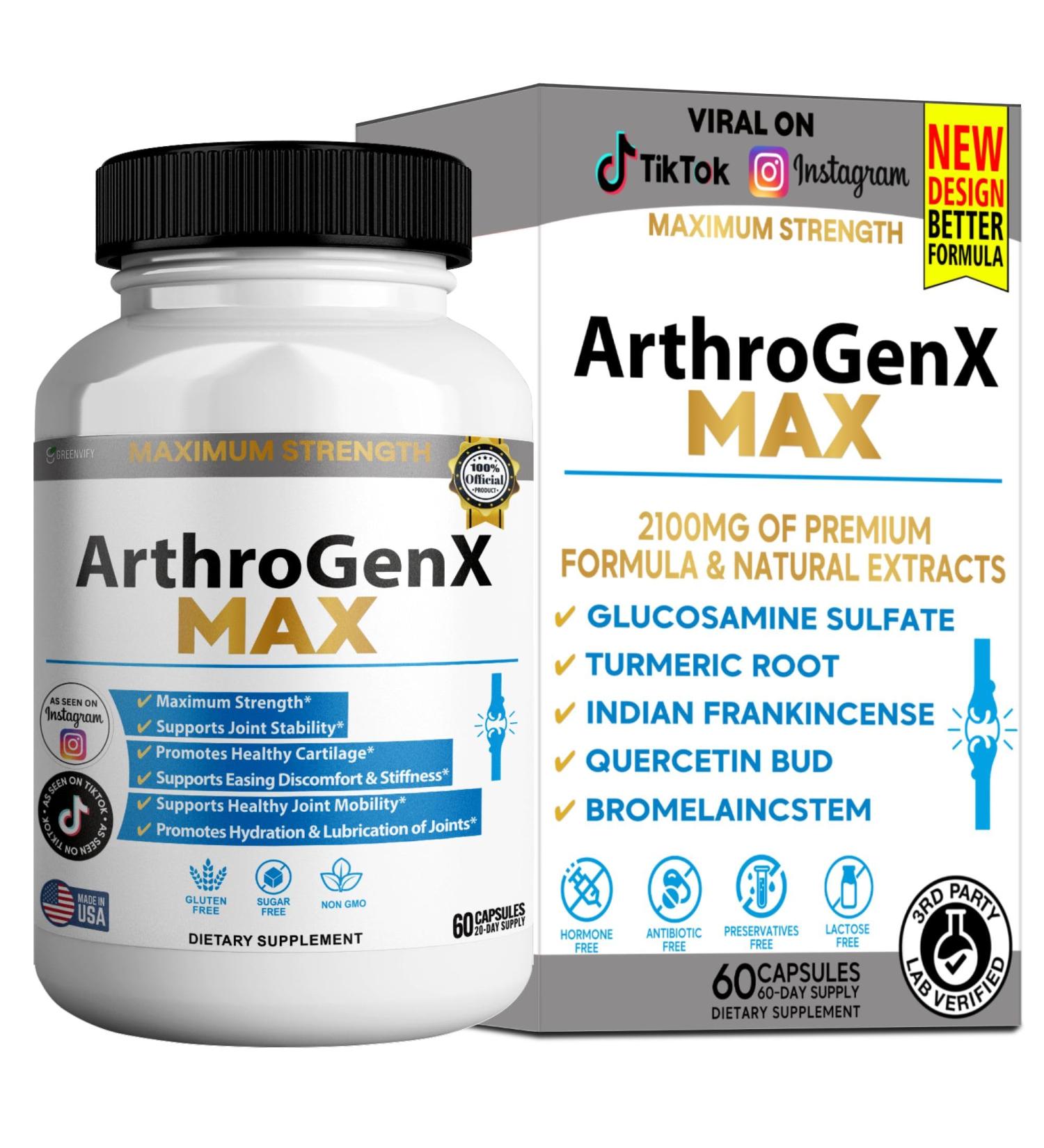 GREENVIFY ArthroGenX MAX Joint Support Supplement 60 Capsules 20 Day Supply (1) - Buy Online on GoSupps.com