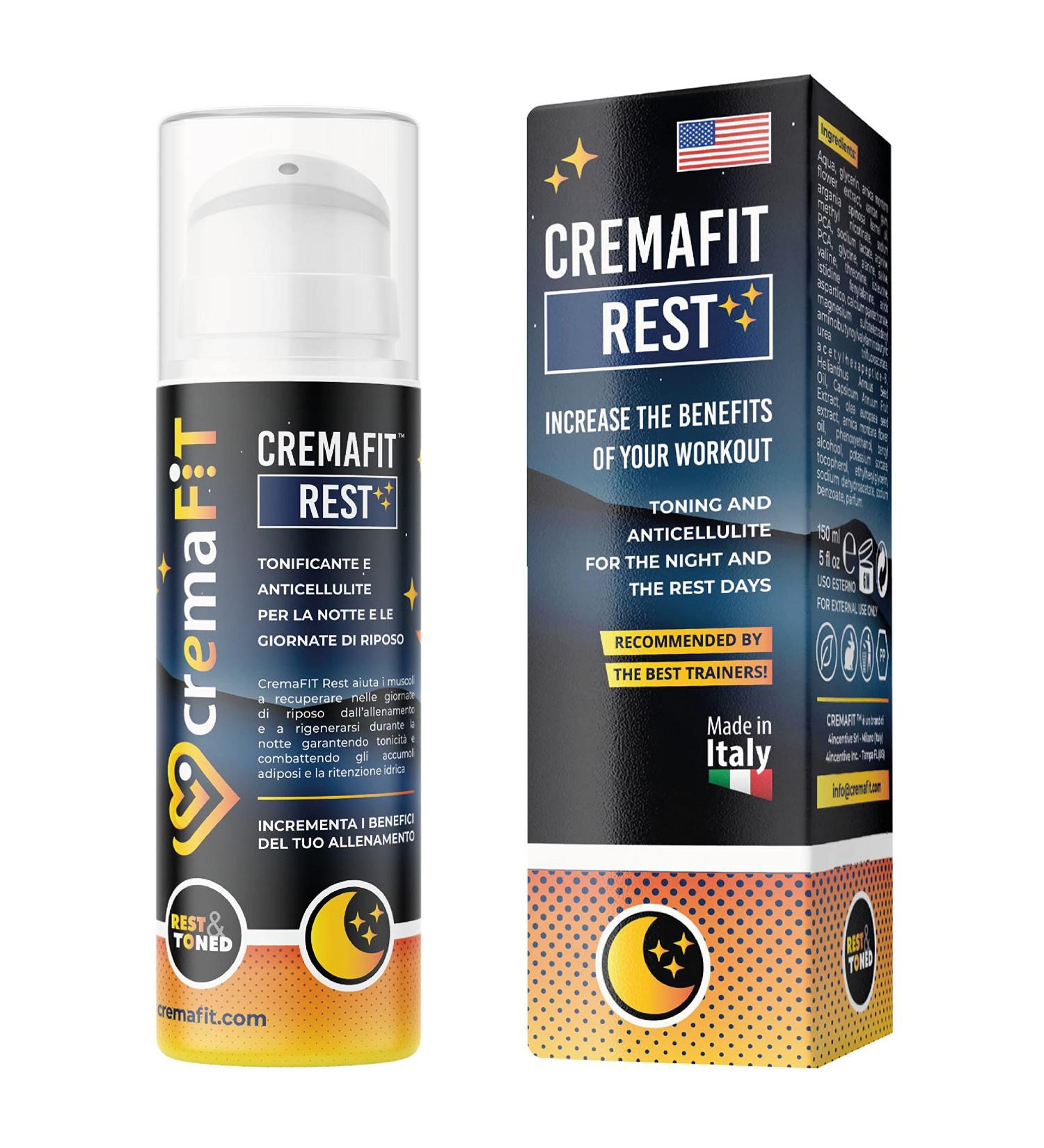 CREMAFIT REST Anti-Cellulite Night Cream - Intensive Treatment for Thighs Buttocks Stomach Hips & Arms | Made in Italy | 150ml - Buy Online on GoSupps.com