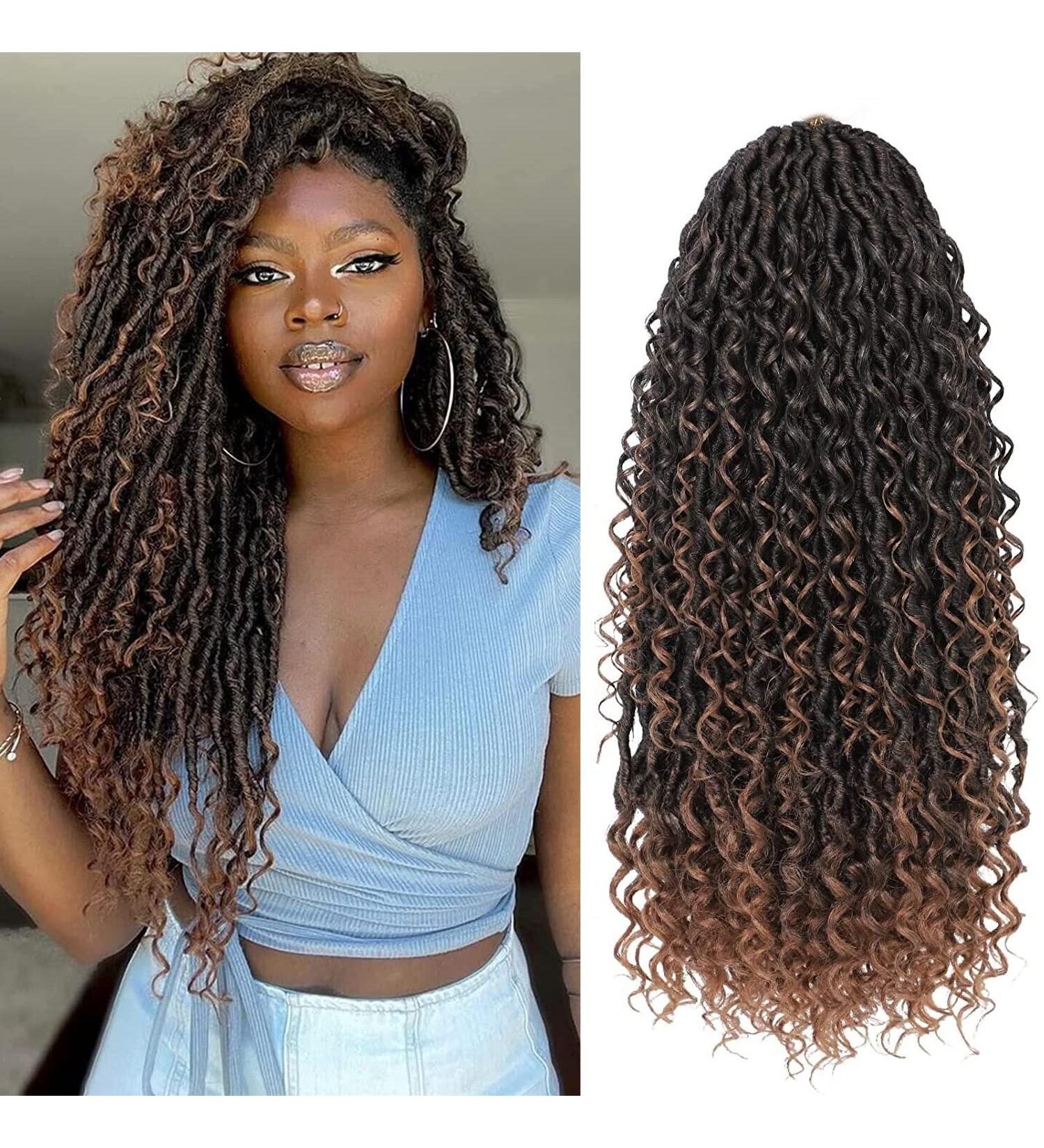 Goddess Locs Crochet Hair 22 Inch Curly Faux Locs for Black Women - 6 Packs T-30 Synthetic Braiding Hair - Buy Online on GoSupps.com