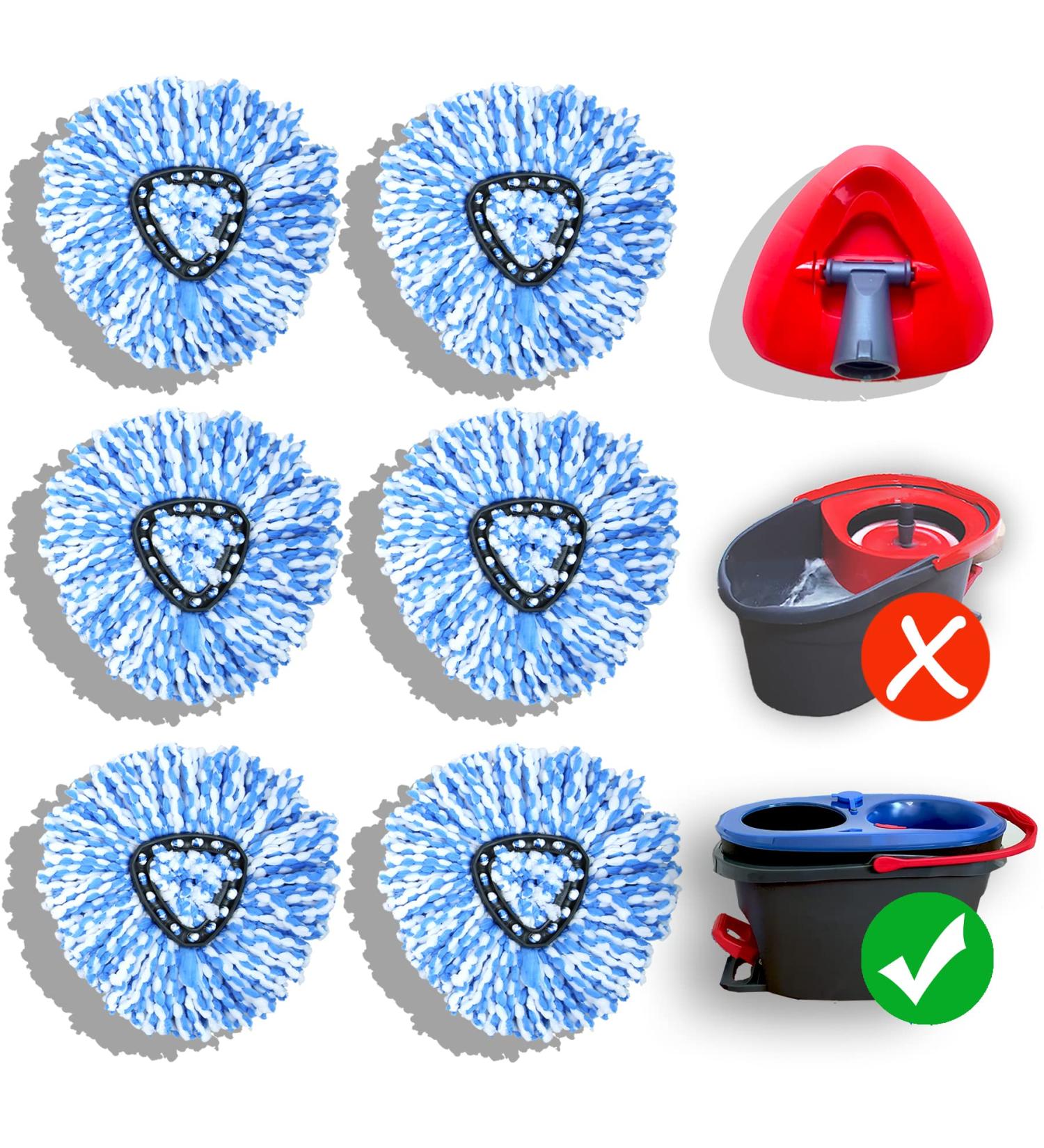 homsis 6 Pack Mop Replace Head Compatible with O Cedar 2-Tank RinseClean Spin Mop - Mop Refills Made of Microfiber  Deep Cleaning  Machine Washable and Easy to Replace - Buy Online on GoSupps.com