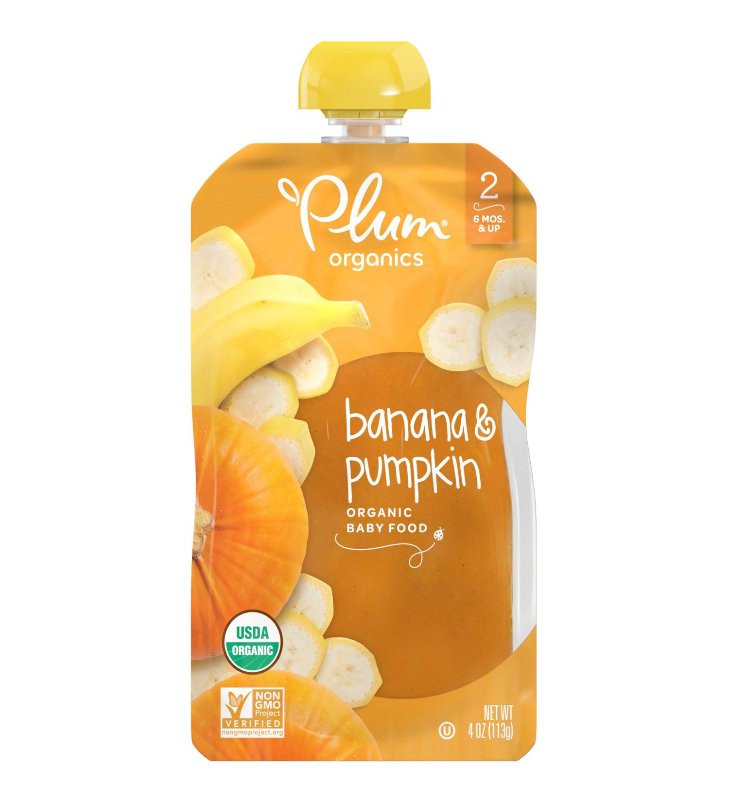Plum Organics Stage 2 Baby Food Pouches - Banana and Pumpkin 3.5 oz (Pack of 12) | Organic Fresh Squeeze for Babies, Kids, and Toddlers - Buy Online on GoSupps.com