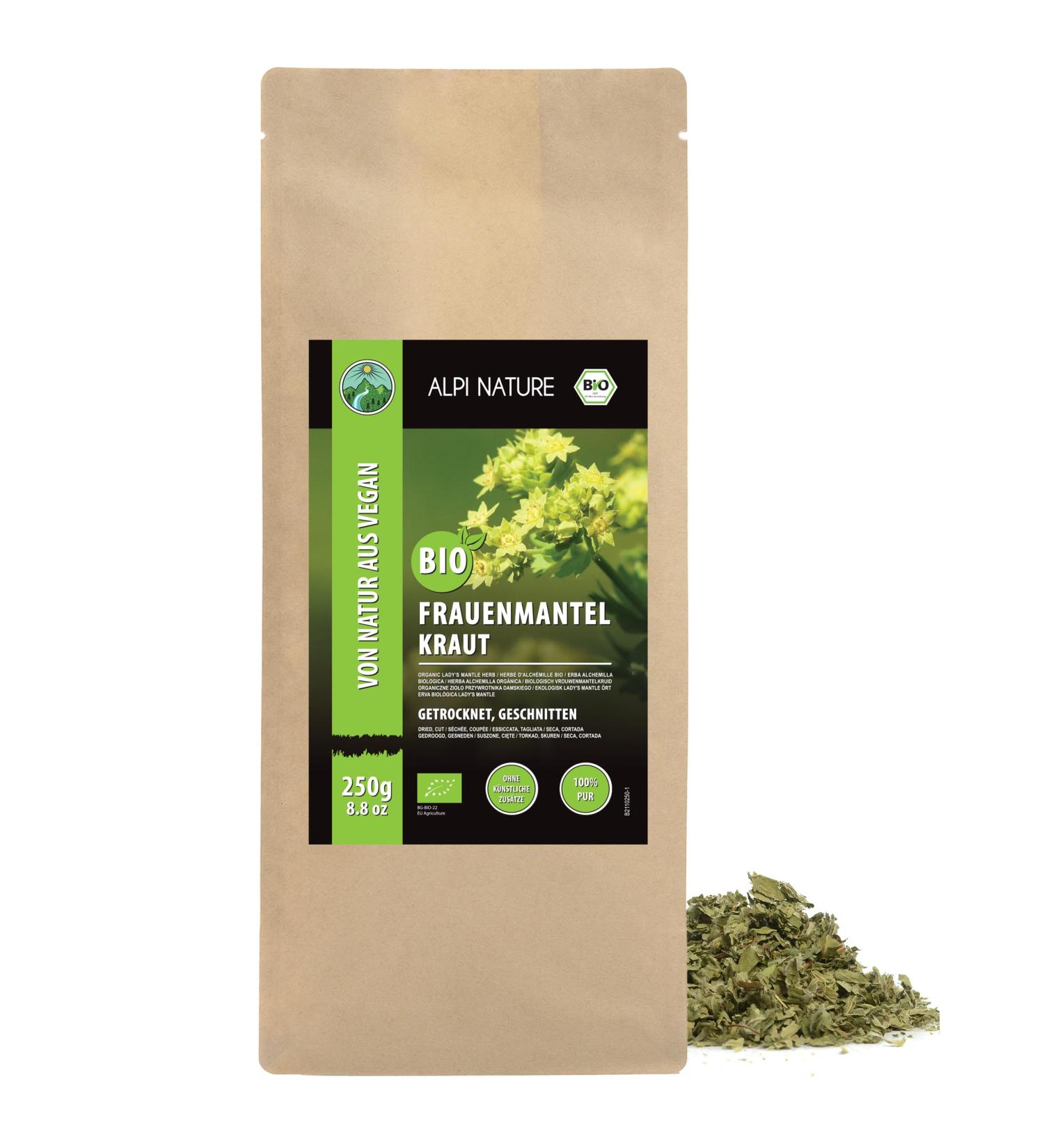 Alpi Investment OOD Alpi Nature Organic ladies mans mantle dried 250 g ladies mans herb Cut ladies mans herb from controlled organic cultivation ladies mantle tea 100 natural without female - Buy Online on GoSupps.com