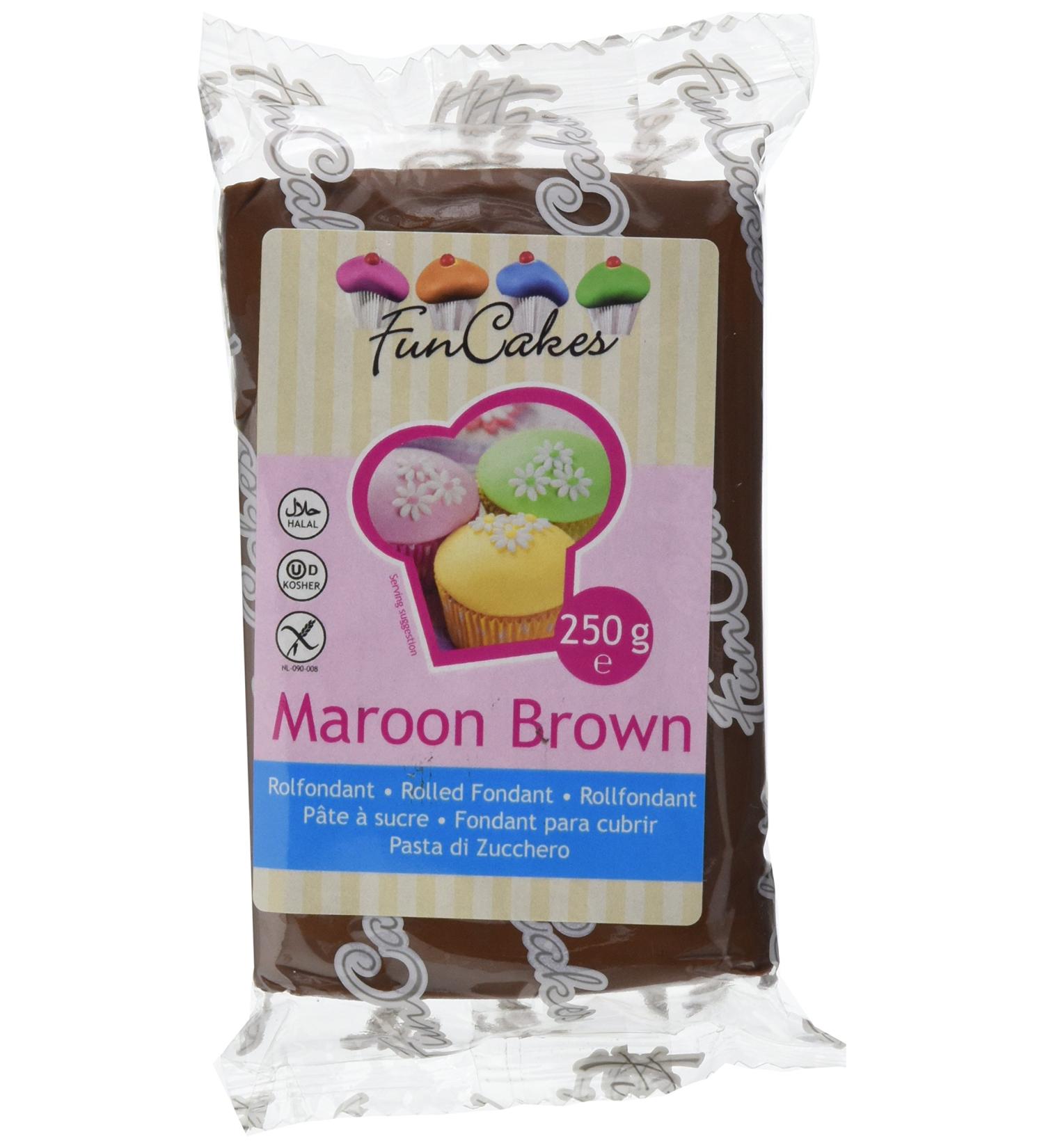 FunCakes Fondant Maroon Brown - Pack of 4 (4 x 250g) | Premium Quick-Dry Cake Decorating Icing for International Shipping - Buy Online on GoSupps.com