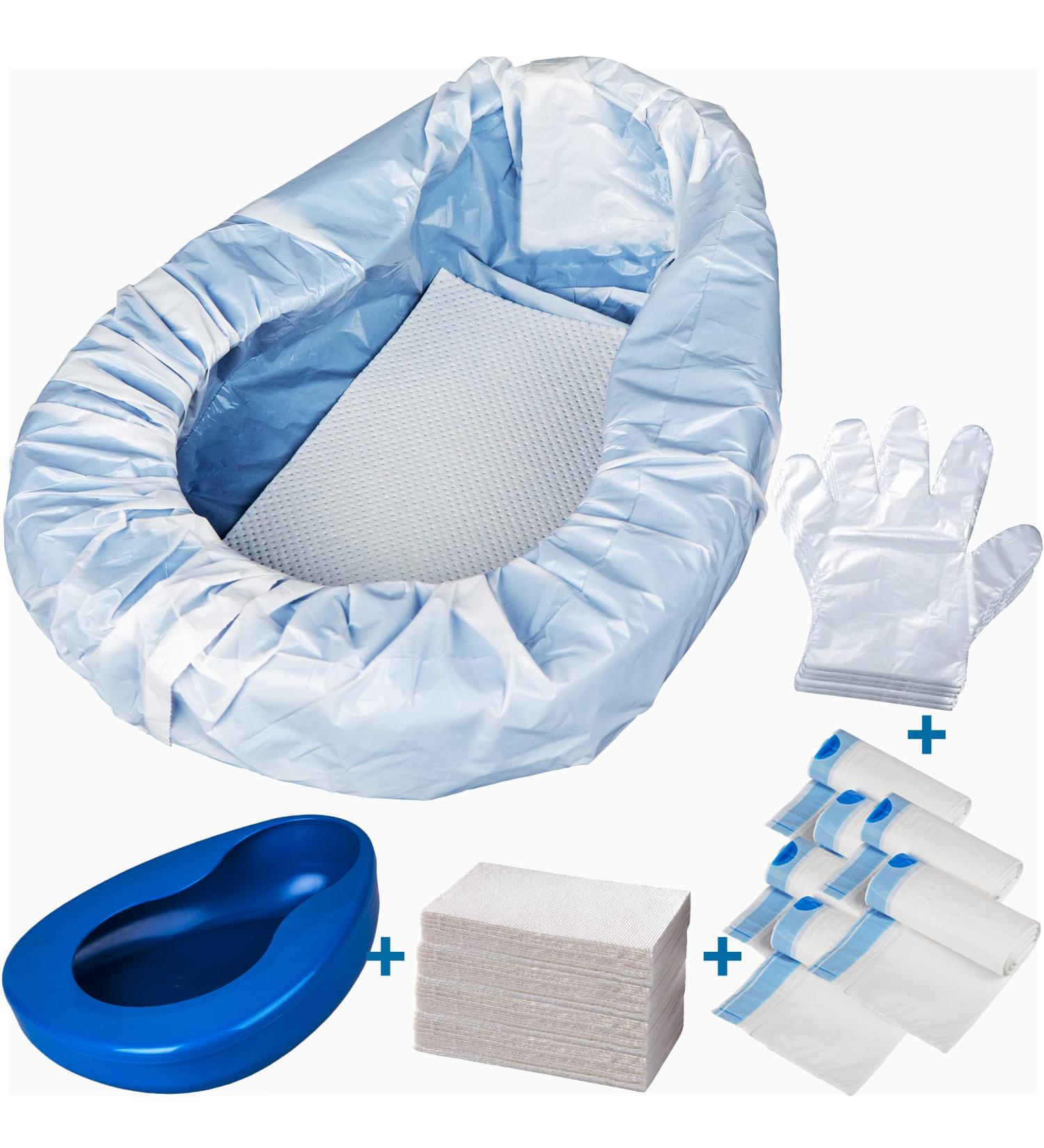 MINIVON Bedpan Set with 30 Absorbent Pads & Liners - Extra Large Heavy Duty Bed Pan for Elderly Men & Women - Buy Online on GoSupps.com