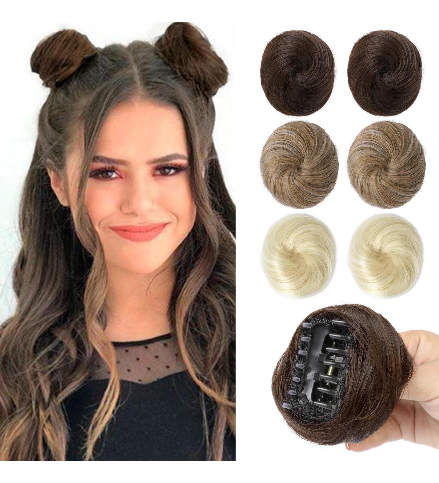REECHO 2 PCS Mini Claw Clip in Messy & Cat Ears Hair Bun Extensions Wig Accessory Updo Hairpieces for Women Girls (Pack of 2-3" Straight Dark Chocolate Brown) Pack of 2 - 3" Straight Dark Chocolate Brown - Buy Online on GoSupps.com