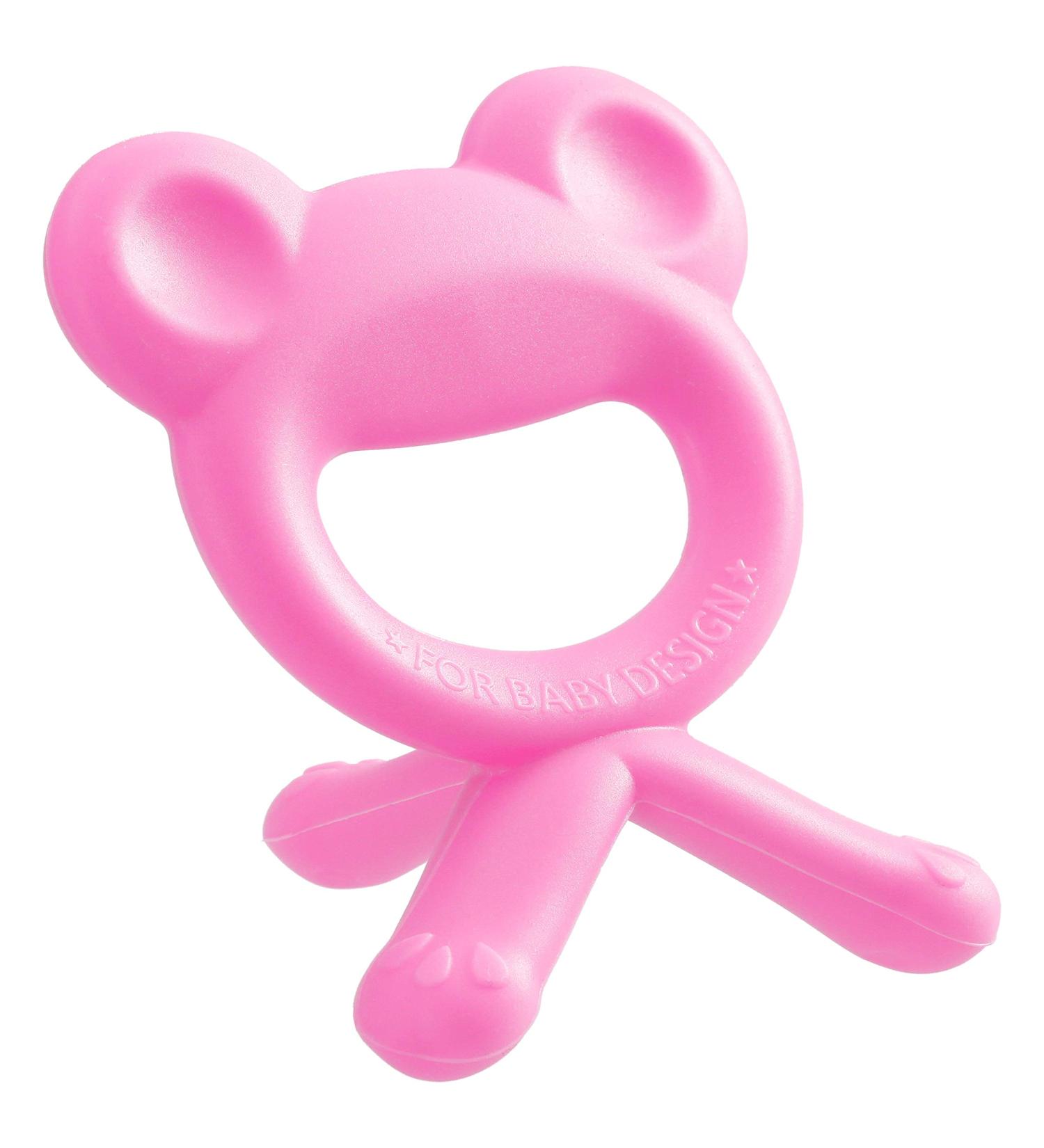 Baby Silicone Teething Ring - From 3 Months - Promotes Sense of Touch and Sight (Pink)