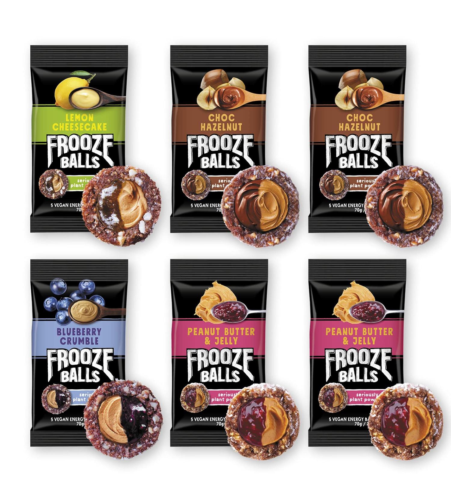 Frooze Balls Plant Protein Vegan Snacks Variety Pack - 6 Packs, 5 Balls Each - Energy-Packed Plant Protein Power - Buy Online on GoSupps.com