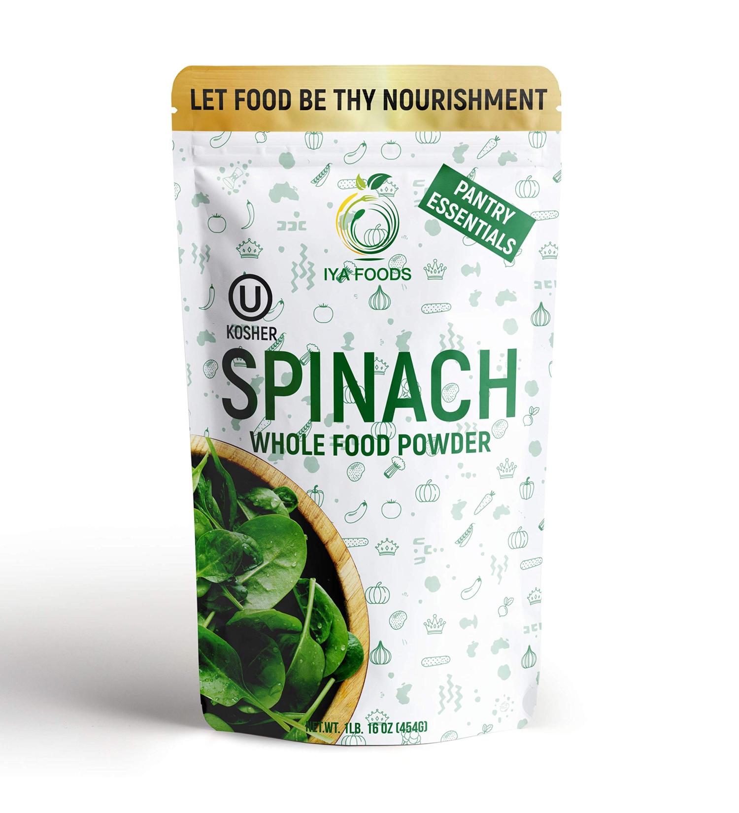 Iya Foods Pure Spinach Powder 1 lb - Natural, Non-GMO, Gluten Free, No Artificial Additives - Buy Online on GoSupps.com