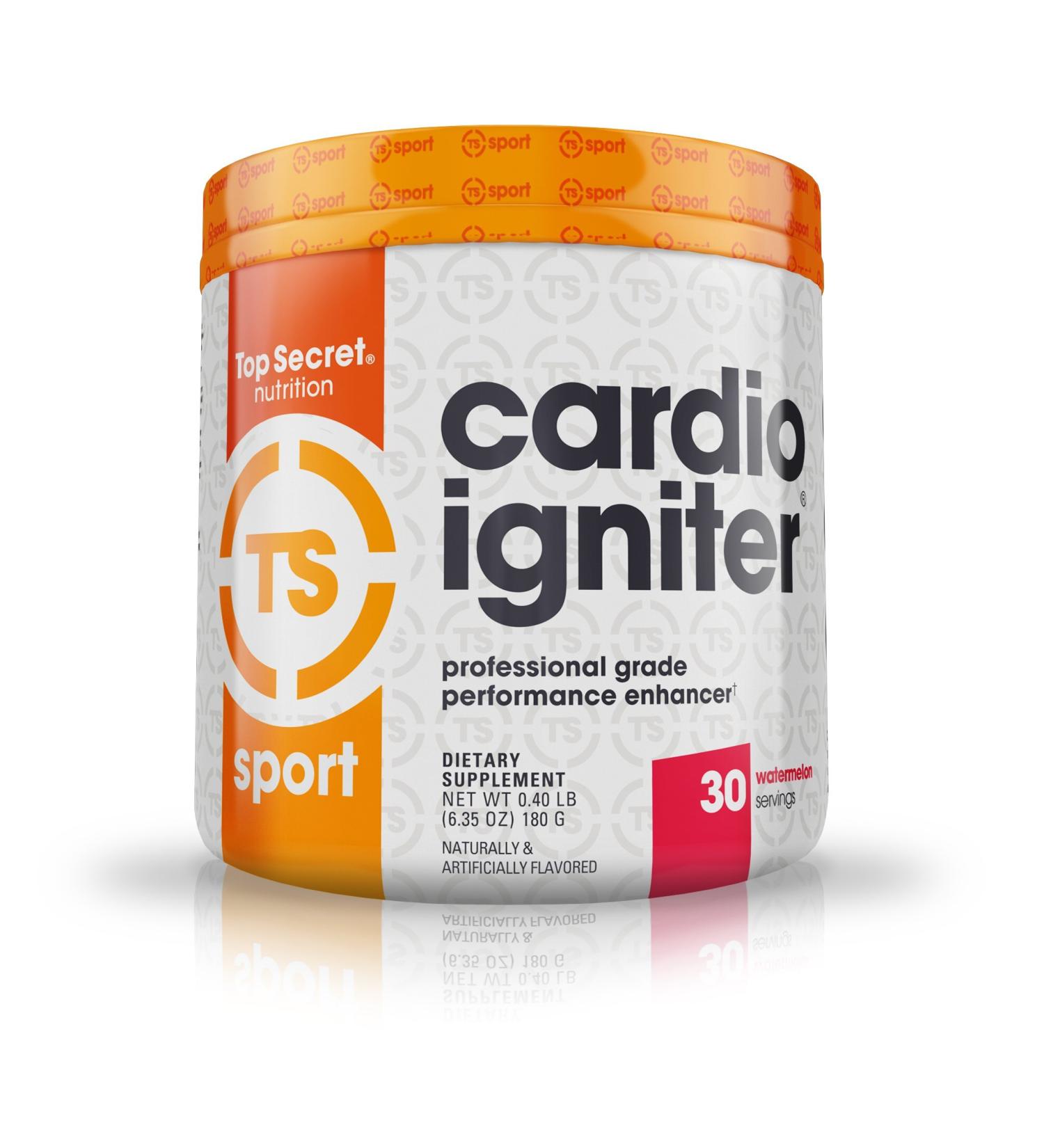 Top Secret Nutrition Cardio Igniter Pre-Workout Supplement 6.35 oz - Watermelon Flavor - Buy Online on GoSupps.com
