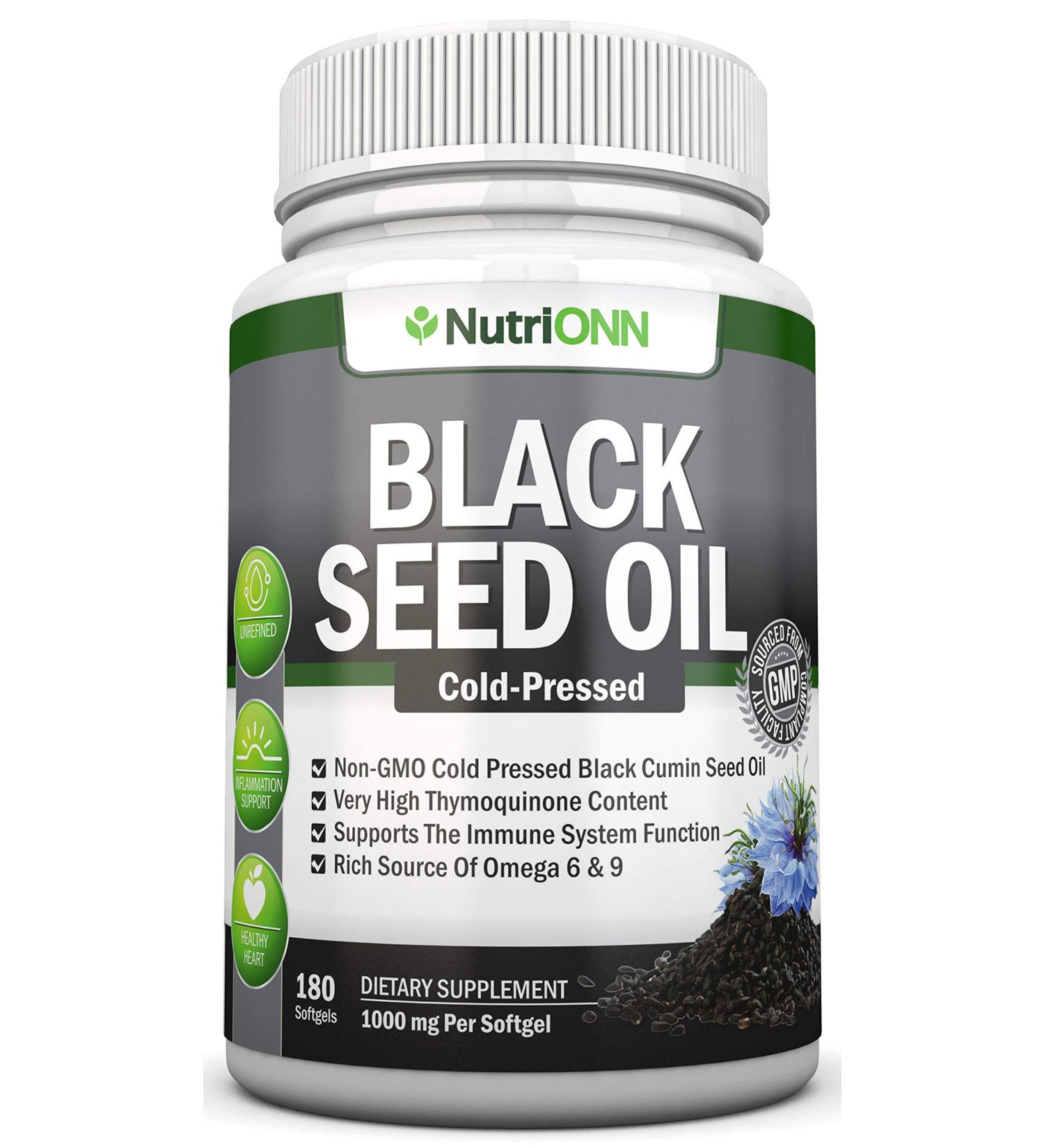 Black Seed Oil Softgels 1000mg - 180 Capsules - Cold-Pressed Non-GMO Black Cumin Seed Extract with High Thymoquinone - Omega 6 & 9 Fatty Acids - Immune & Joint Support - Buy Online on GoSupps.com