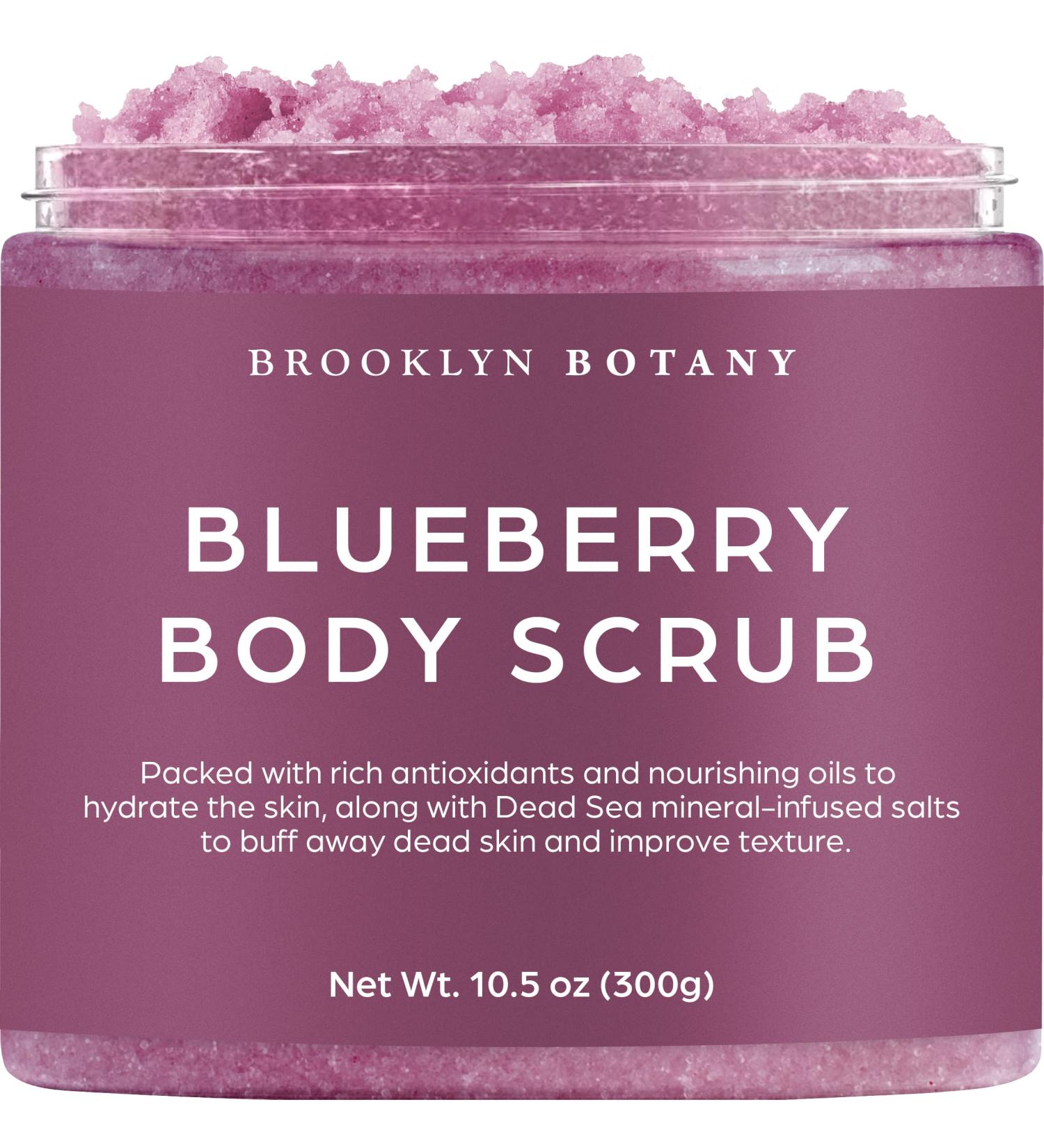 Brooklyn Botany Blueberry Body Scrub - Moisturizing Exfoliating Scrub for Body, Face, Hands, Feet - Anti-Aging Stretch Marks Wrinkle Treatment - 10.5 oz - Great Gifts for Women & Men - Buy Online on GoSupps.com