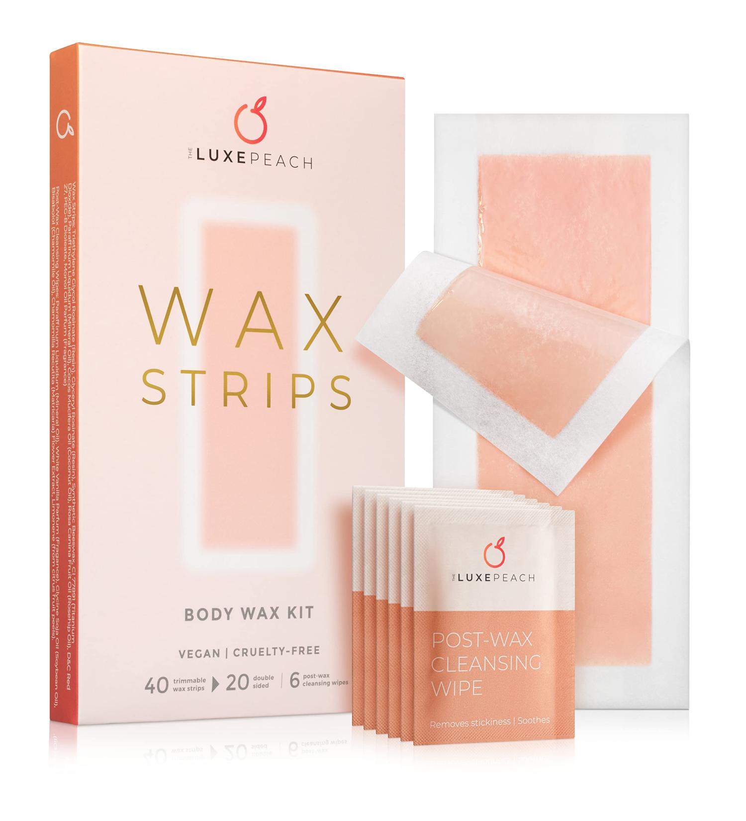Body Wax Strips for Hair Removal - 40 Strips for Men and Women - Arms, Legs, Chest, Bikini, Face, Lips, Eyebrows - Brazilian Waxing Kit with 6 Wipes - Sensitive Skin - Vegan and Cruelty Free - Buy Online on GoSupps.com