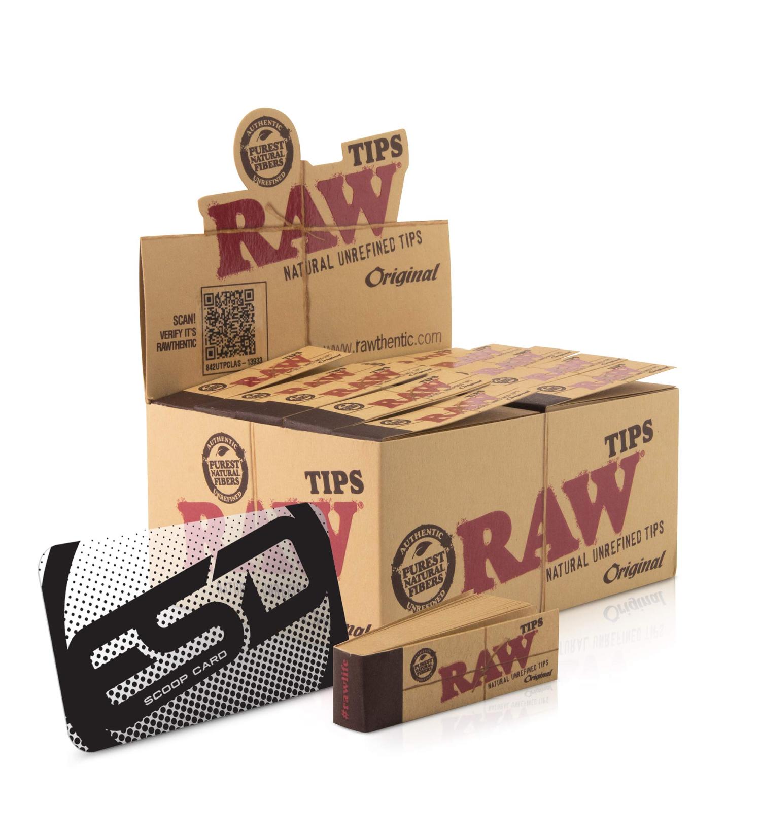 RAW Original Roll Up Tips - Full Box of 50 Packs x 50 Tips per Pack | Unrefined & Reusable - Buy Online on GoSupps.com