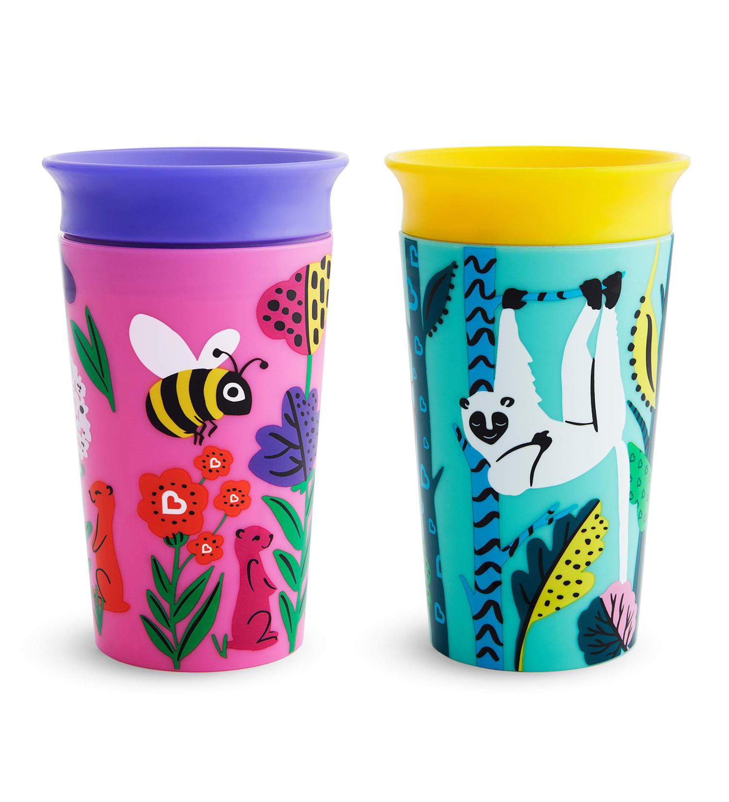 Munchkin Miracle 360 Drinking Cup for Babies & Toddlers - BPA-Free Leak-Proof Dishwasher-Safe Recycled Packaging - 266ml 2-Set (Affe/Bee Bee/Lemur) - International Shipping Available  - Buy Online on GoSupps.com