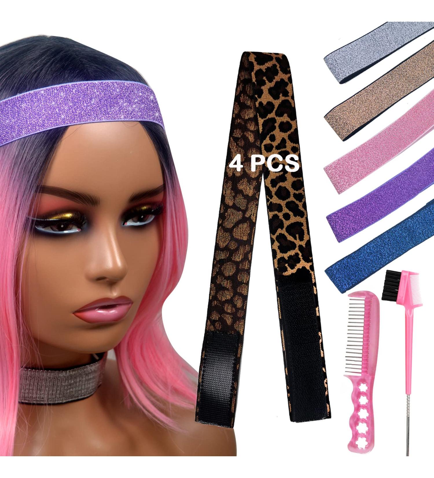 Glitter Elastic Lace Melting Bands for Wig Making - Leopard Print 4pcs - Buy Online on GoSupps.com