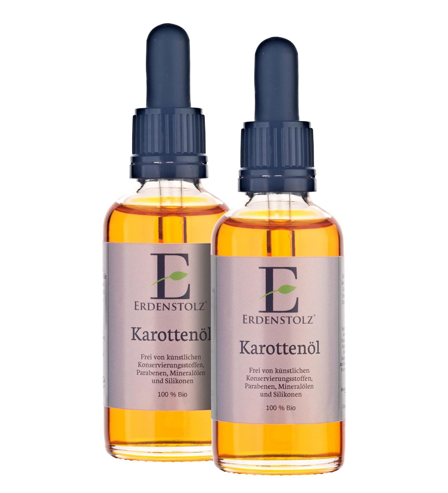  Erdenstolz Carrot oil earth wood 2 x 50 ml 100% organic cold pressed oil no additives with glass pipette - Buy Online on GoSupps.com