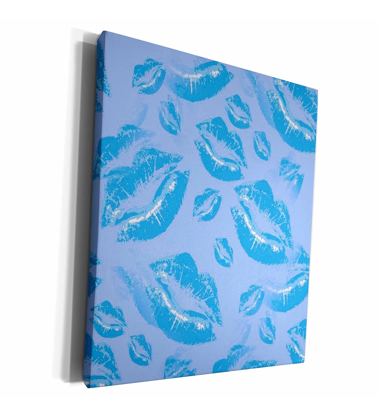3dRose Museum Grade Canvas Wrap - Boyish Blue Lips Pattern | Two Kisses Collided | Perfect Lipstick Kisses Art for Home Decor - Buy Online on GoSupps.com