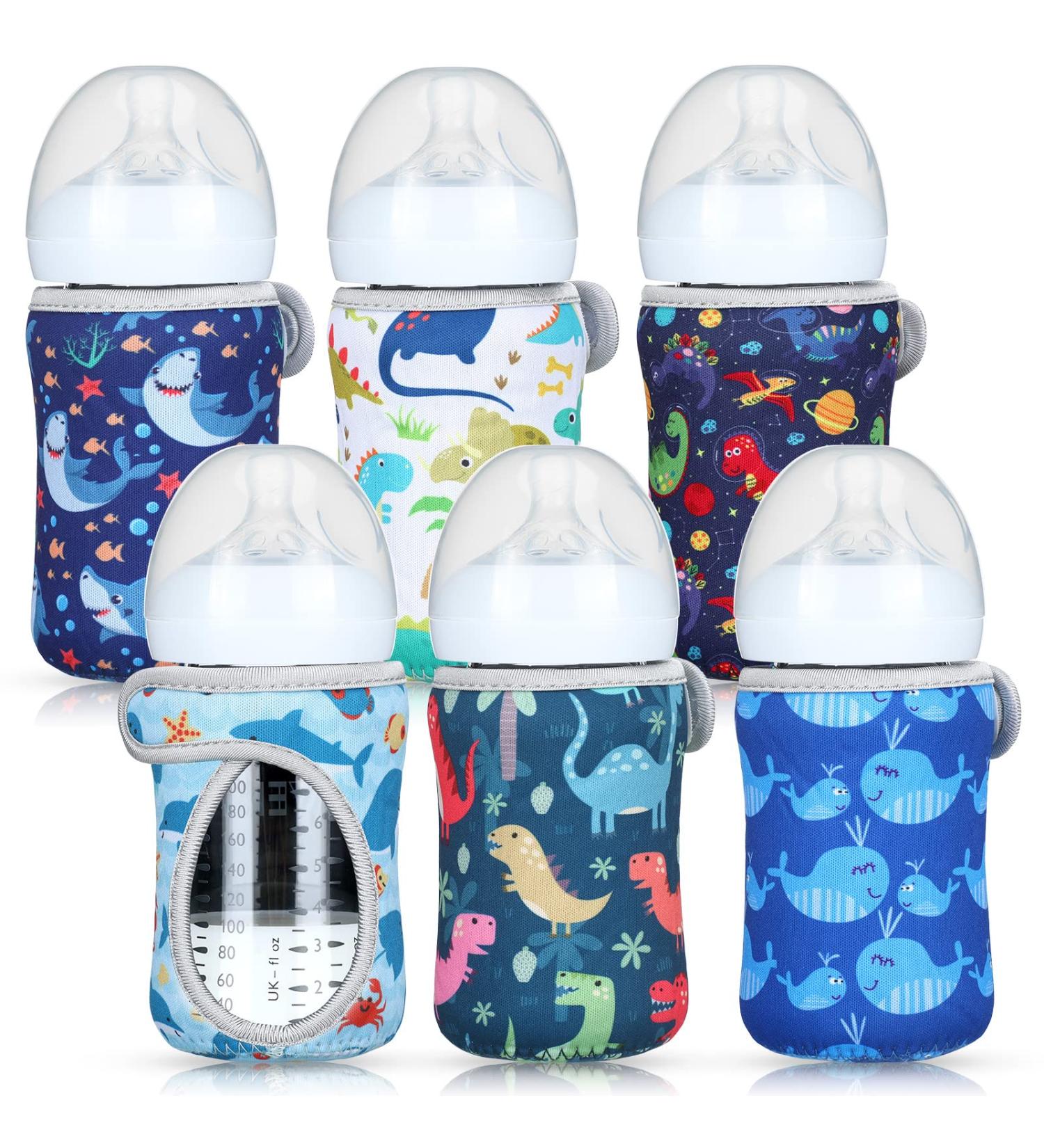 Irenare 6 Pieces 8 oz Glass Baby Bottles Sleeve Covers Bundle - Neoprene Adjustable Heat Cold Retention Sleeves for Newborn Feeding Bottles (Shark, Whale, Dinosaur) - Buy Online on GoSupps.com